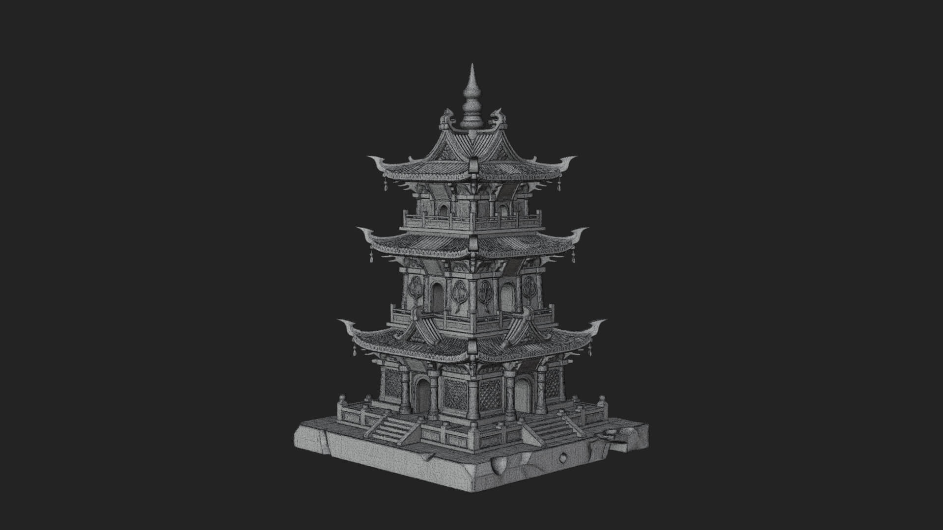 Tiered Pagoda Hall Temple Design 25 3D Print Model 3D Model