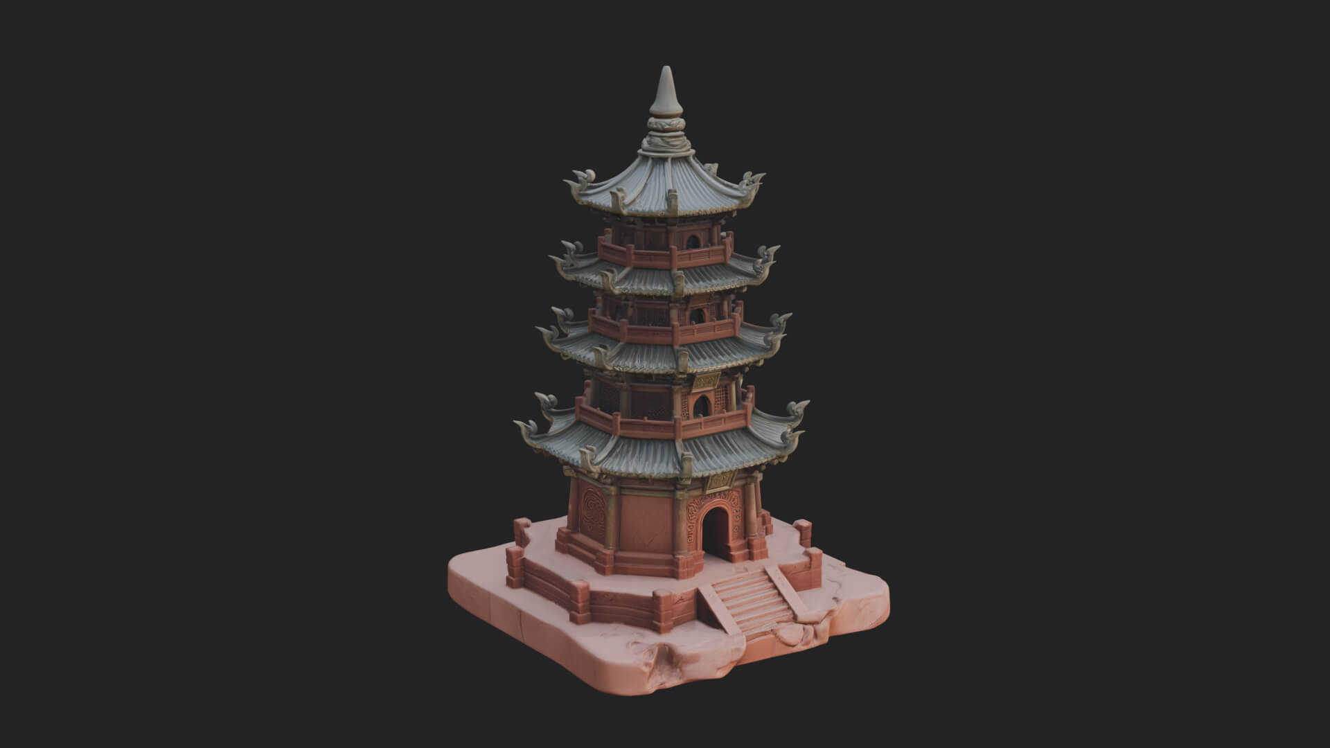 Tiered Pagoda Hall Temple Design 26 3D Print Model 3D Model