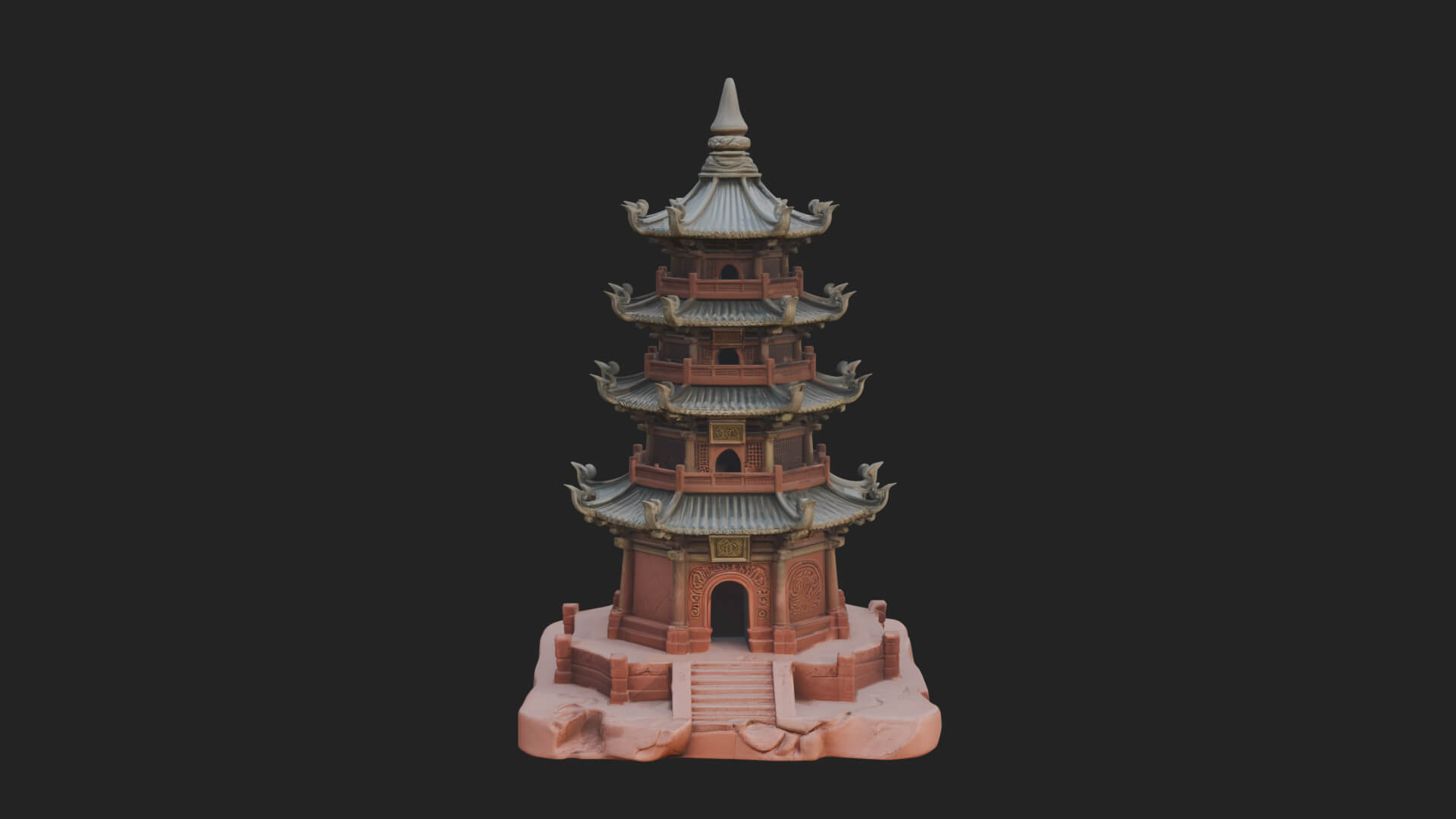 Tiered Pagoda Hall Temple Design 26 3D Print Model 3D Model