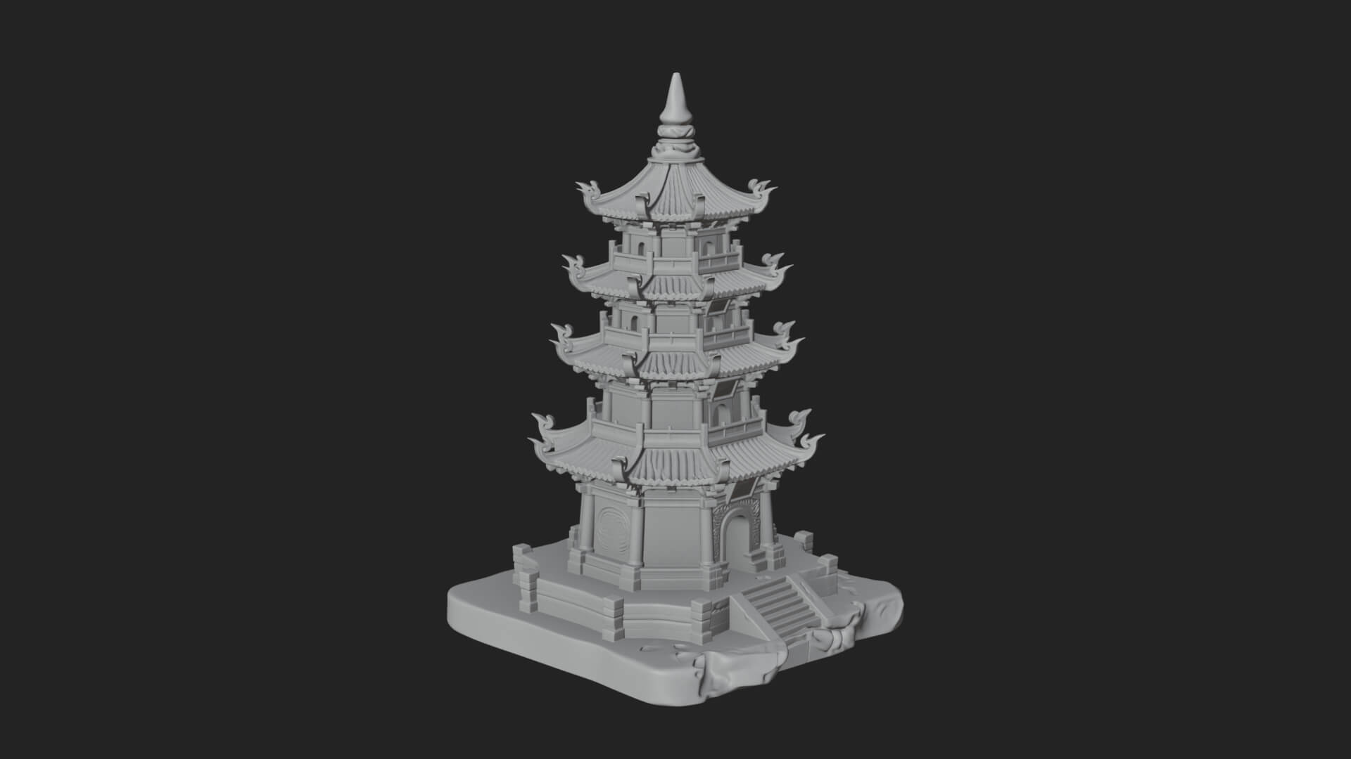Tiered Pagoda Hall Temple Design 26 3D Print Model 3D Model