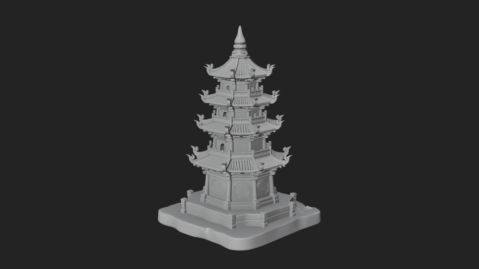 Tiered Pagoda Hall Temple Design 26 3D Print Model 3D Model