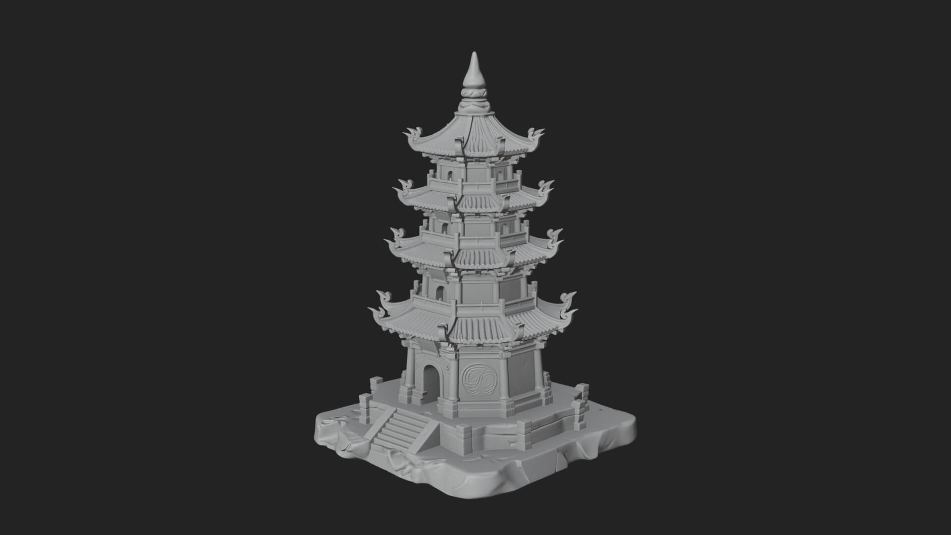 Tiered Pagoda Hall Temple Design 26 3D Print Model 3D Model