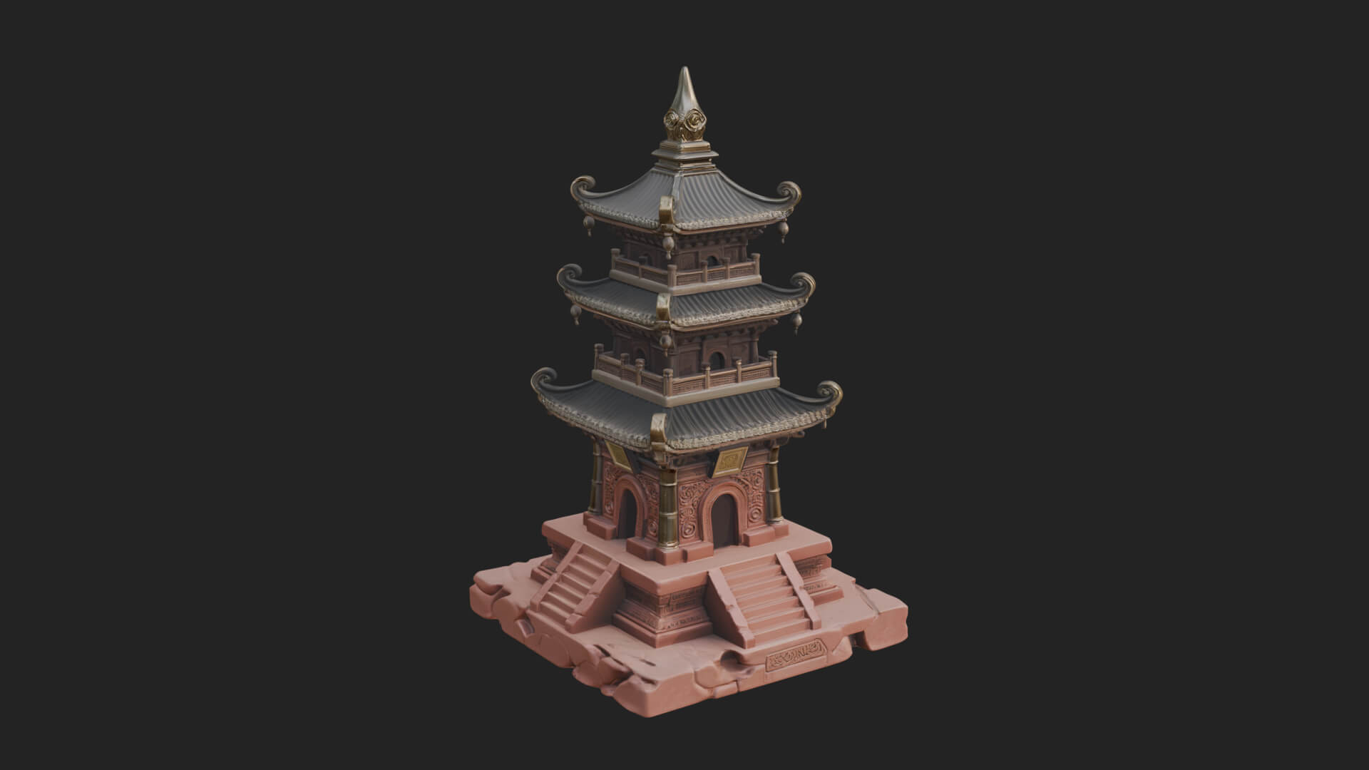 Tiered Pagoda Hall Temple Design 27 3D Print Model 3D Model