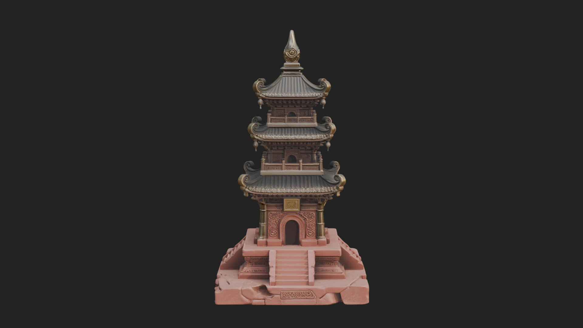Tiered Pagoda Hall Temple Design 27 3D Print Model 3D Model
