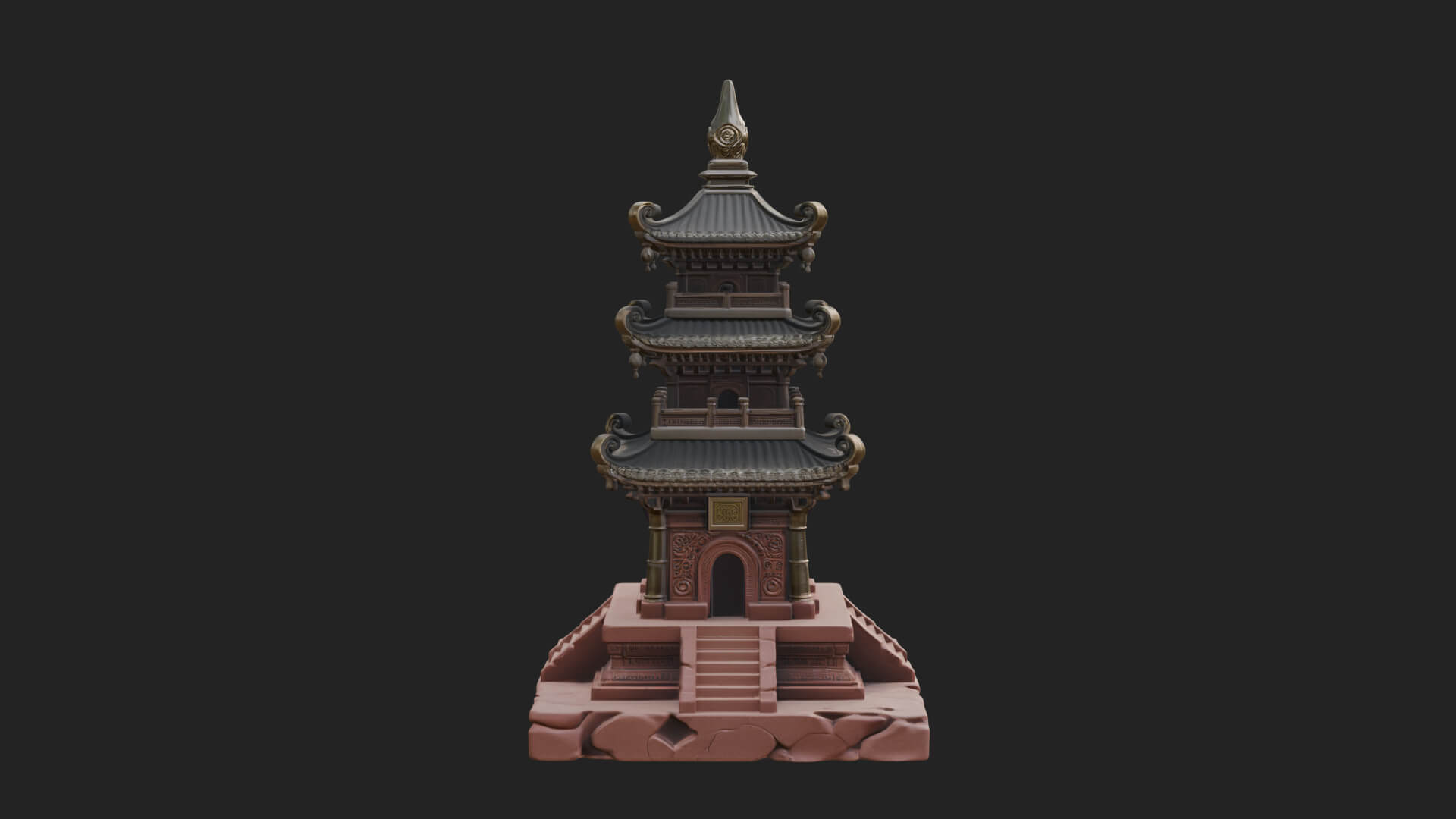 Tiered Pagoda Hall Temple Design 27 3D Print Model 3D Model