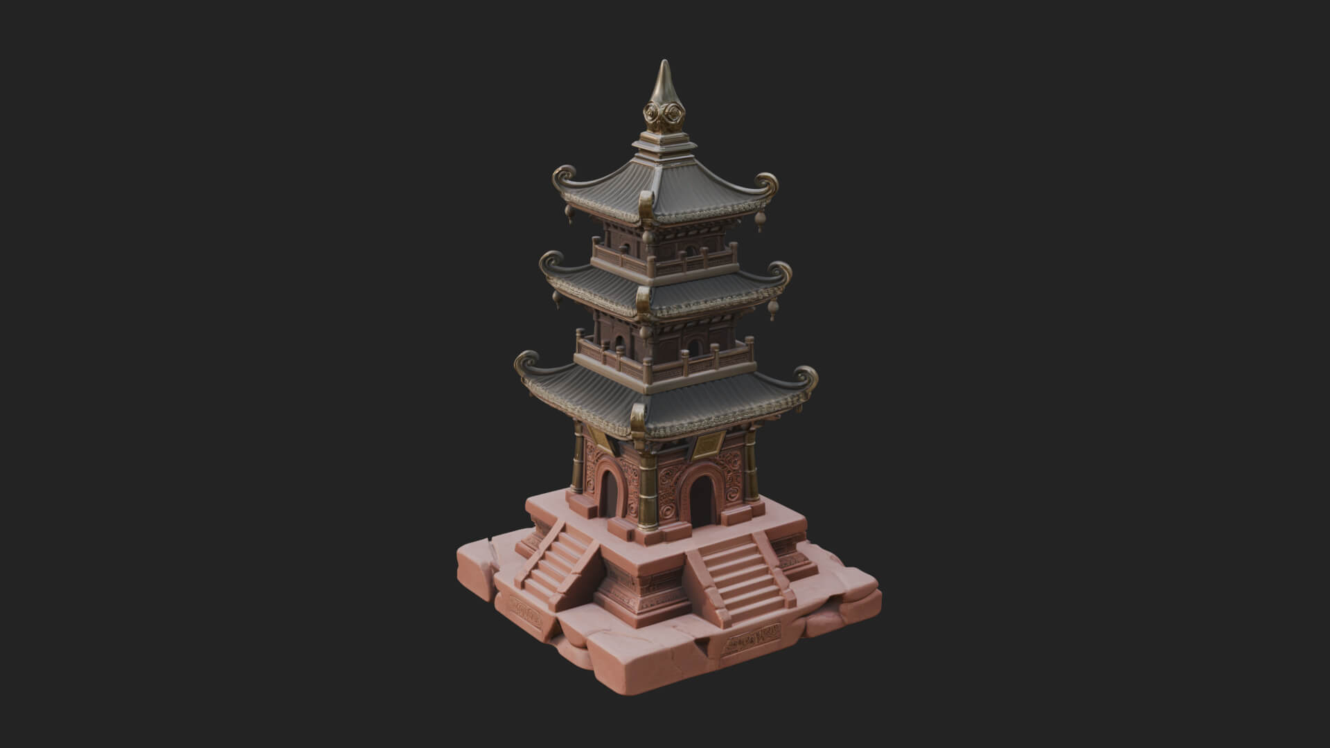 Tiered Pagoda Hall Temple Design 27 3D Print Model 3D Model