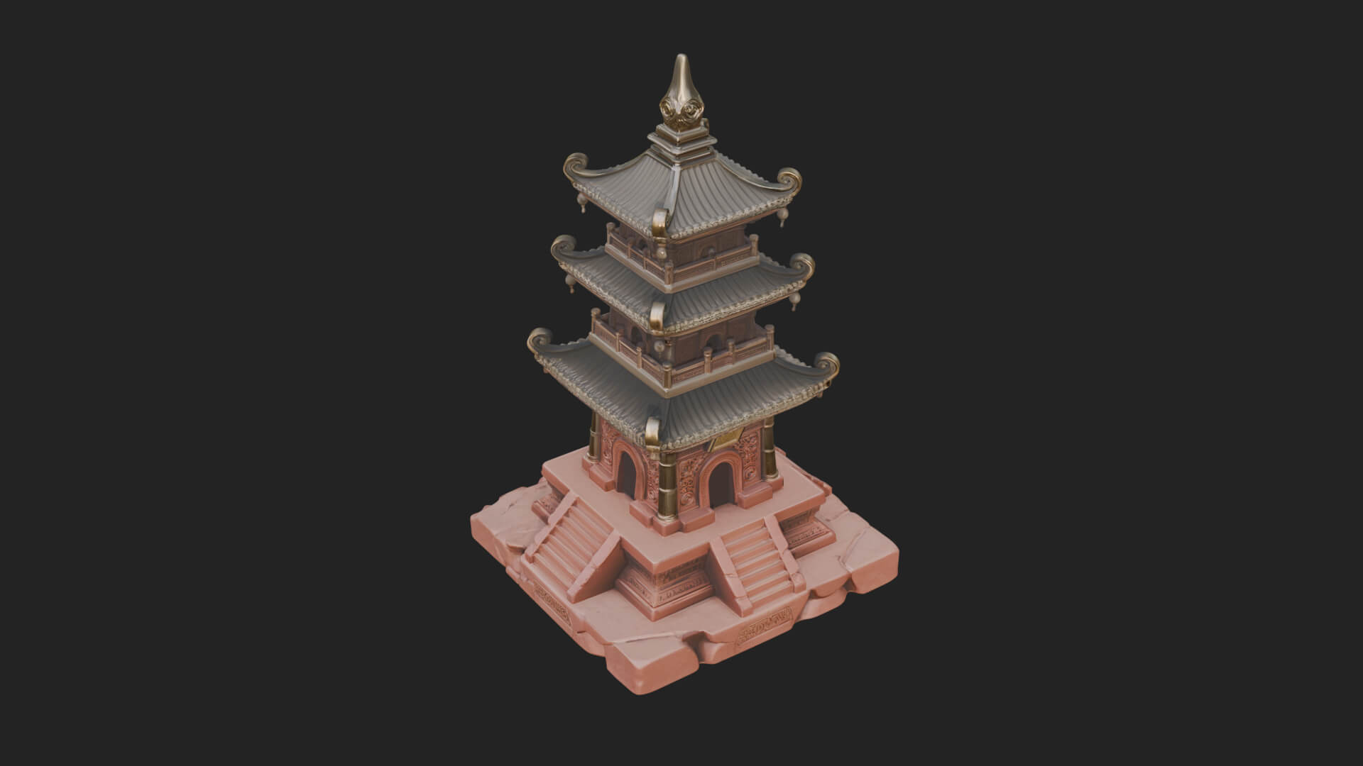 Tiered Pagoda Hall Temple Design 27 3D Print Model 3D Model