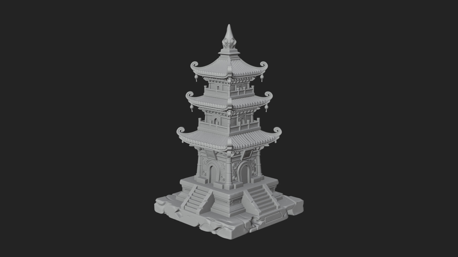 Tiered Pagoda Hall Temple Design 27 3D Print Model 3D Model