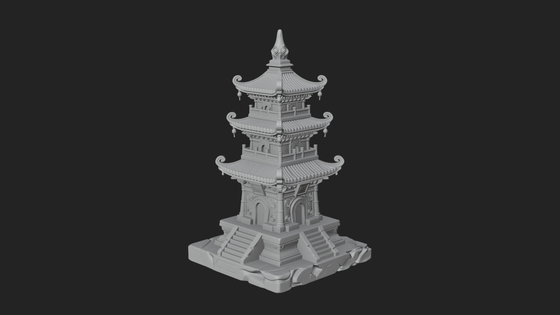 Tiered Pagoda Hall Temple Design 27 3D Print Model 3D Model