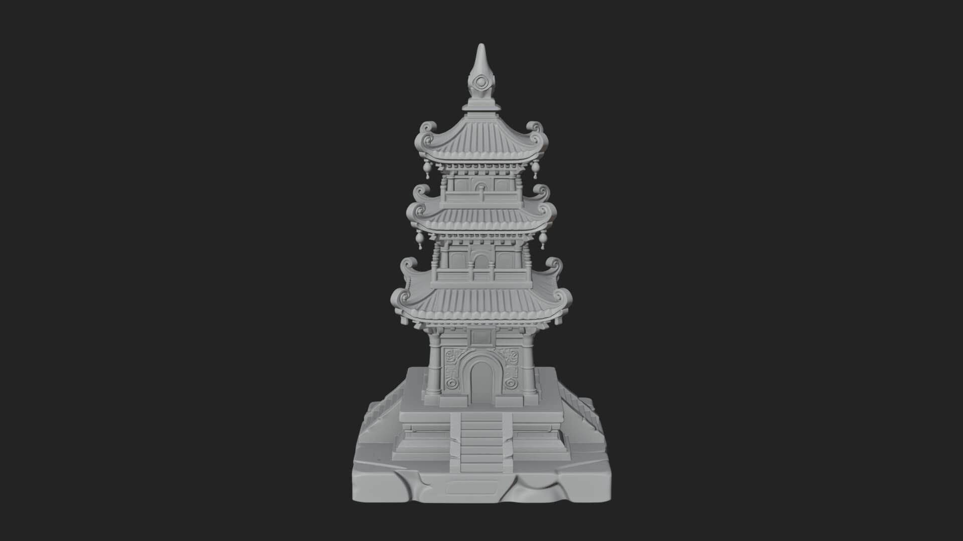 Tiered Pagoda Hall Temple Design 27 3D Print Model 3D Model