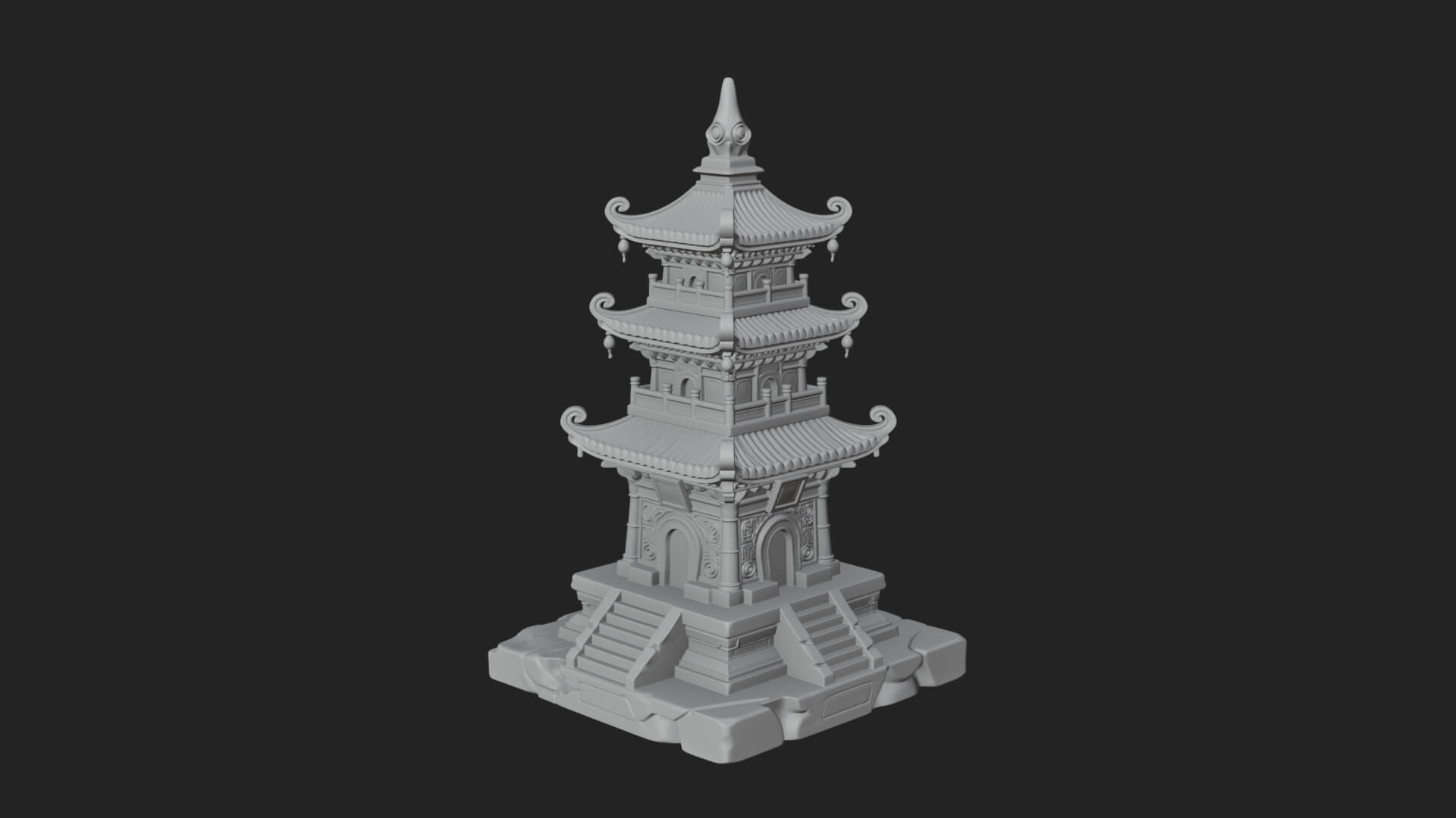 Tiered Pagoda Hall Temple Design 27 3D Print Model 3D Model