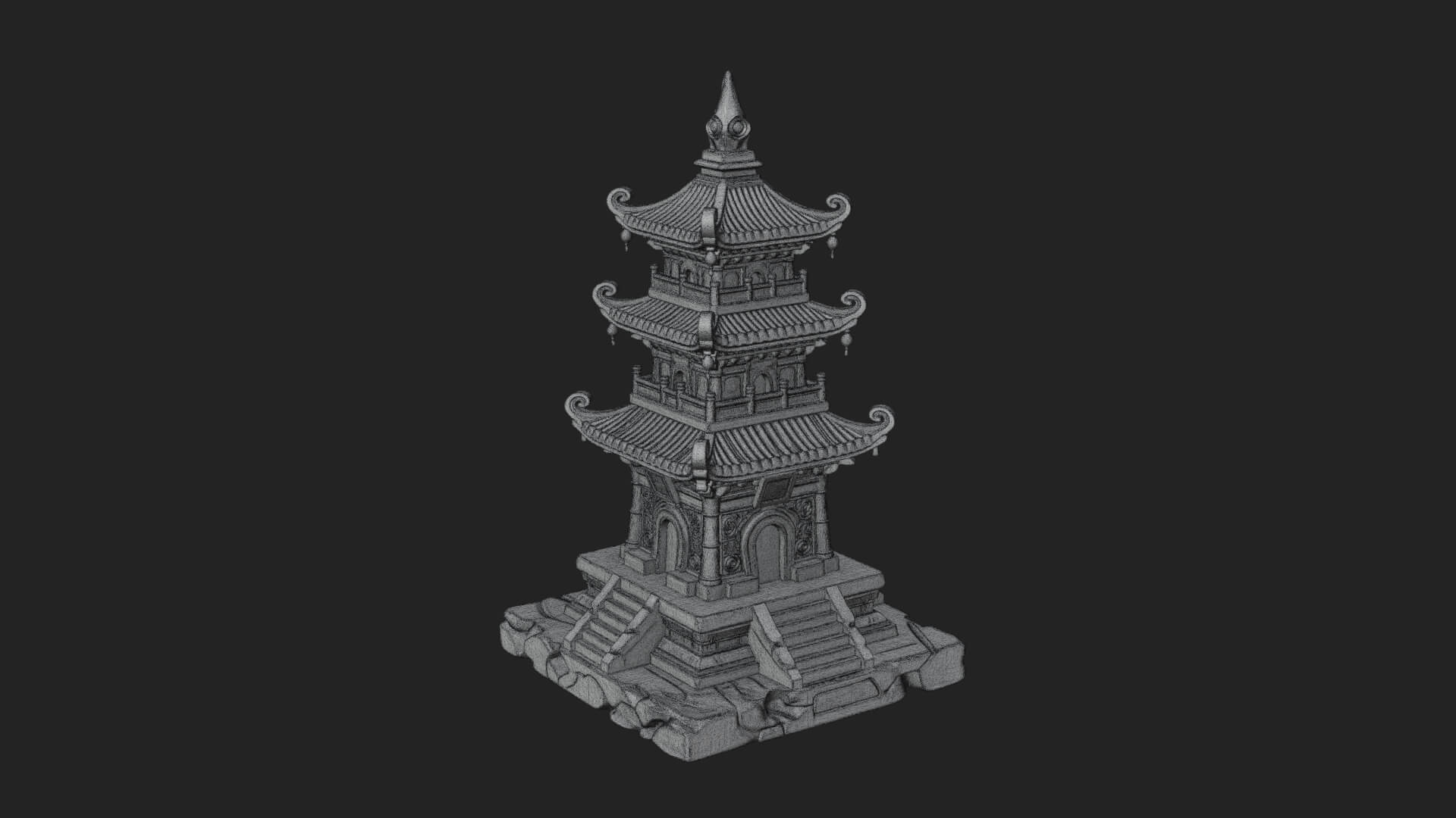 Tiered Pagoda Hall Temple Design 27 3D Print Model 3D Model