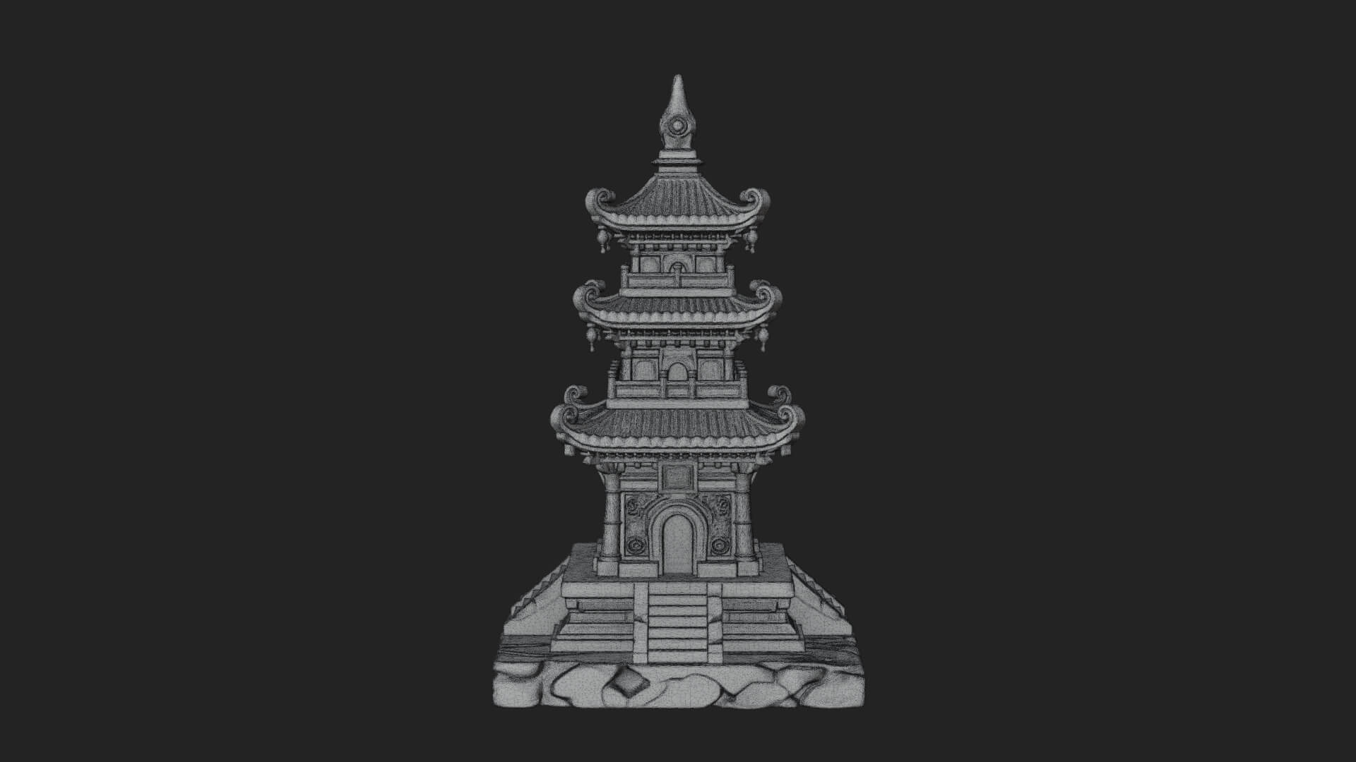 Tiered Pagoda Hall Temple Design 27 3D Print Model 3D Model