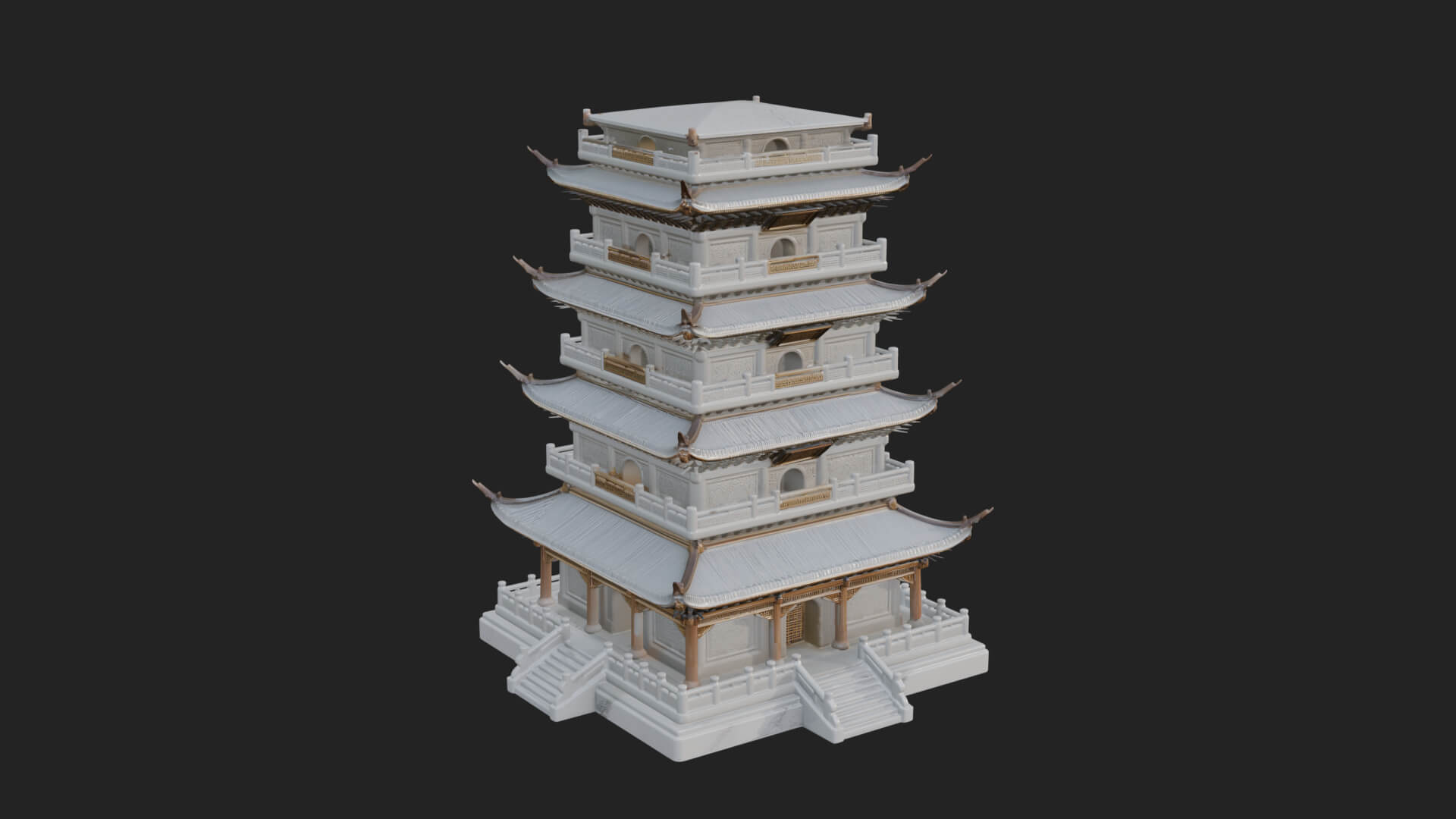 Tiered Pagoda Hall Temple Design 28 3D Print Model 3D Model