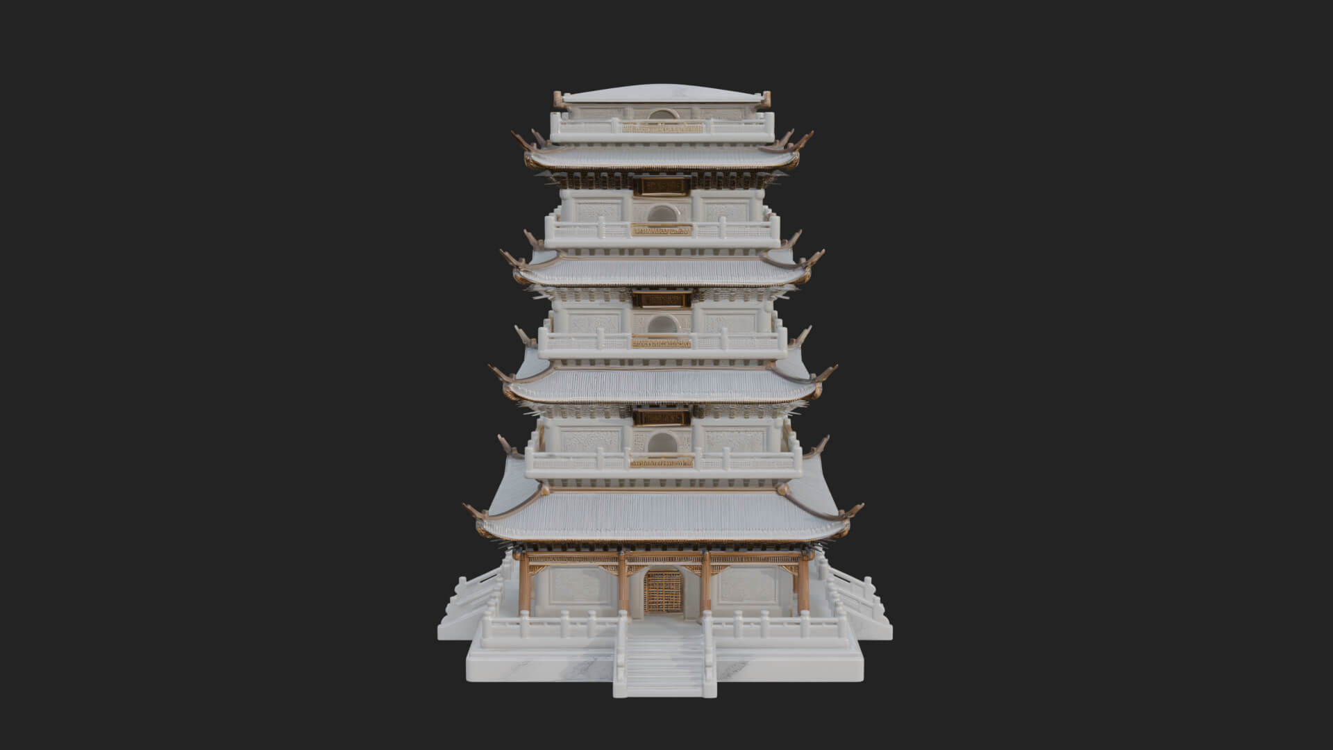 Tiered Pagoda Hall Temple Design 28 3D Print Model 3D Model