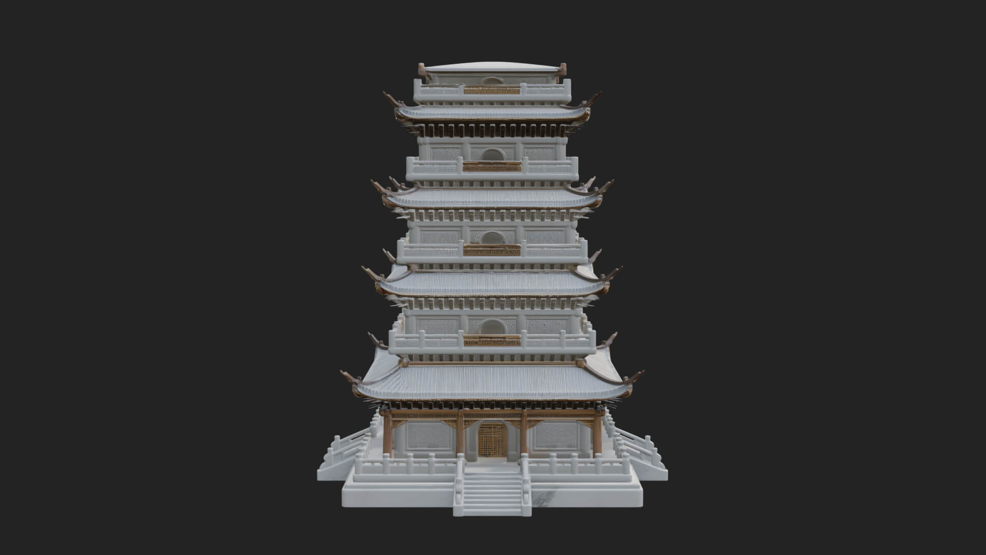 Tiered Pagoda Hall Temple Design 28 3D Print Model 3D Model