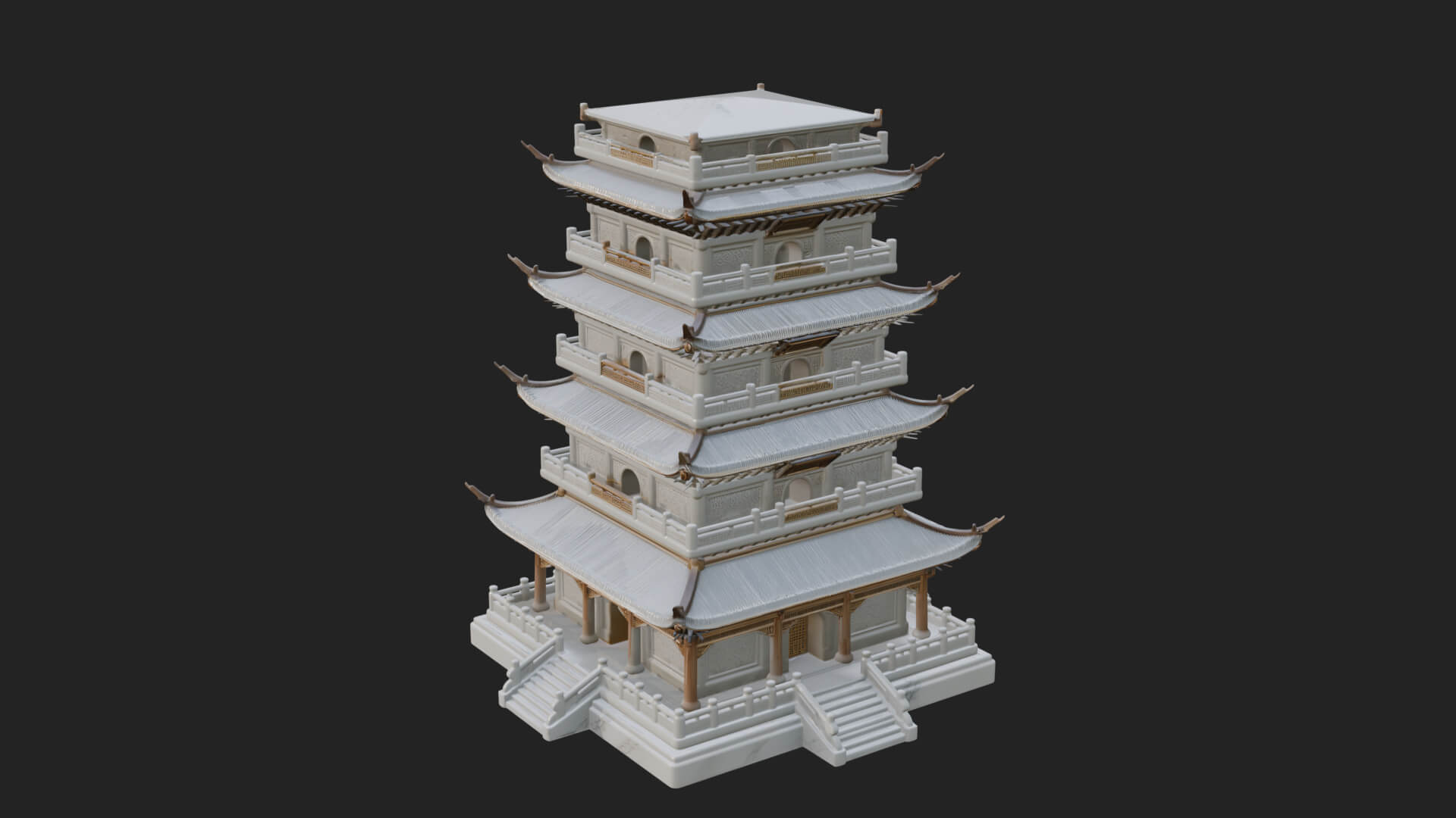 Tiered Pagoda Hall Temple Design 28 3D Print Model 3D Model