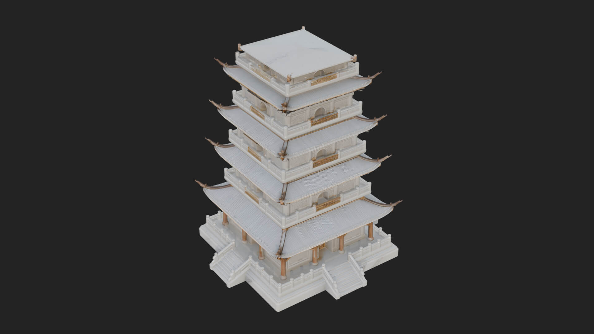 Tiered Pagoda Hall Temple Design 28 3D Print Model 3D Model