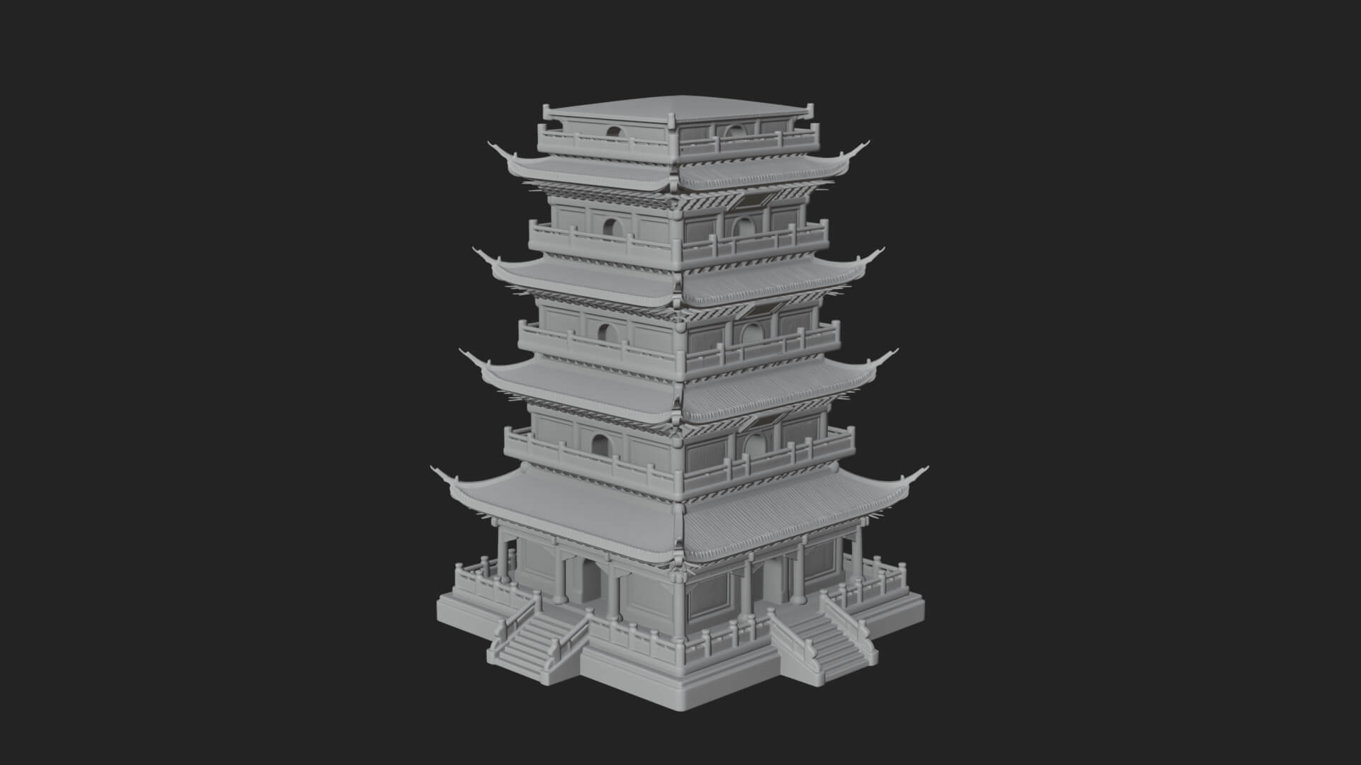 Tiered Pagoda Hall Temple Design 28 3D Print Model 3D Model