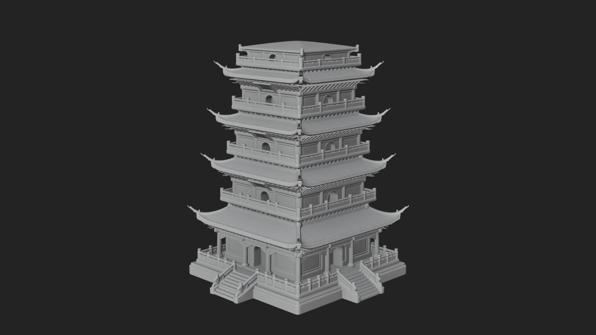 Tiered Pagoda Hall Temple Design 28 3D Print Model 3D Model
