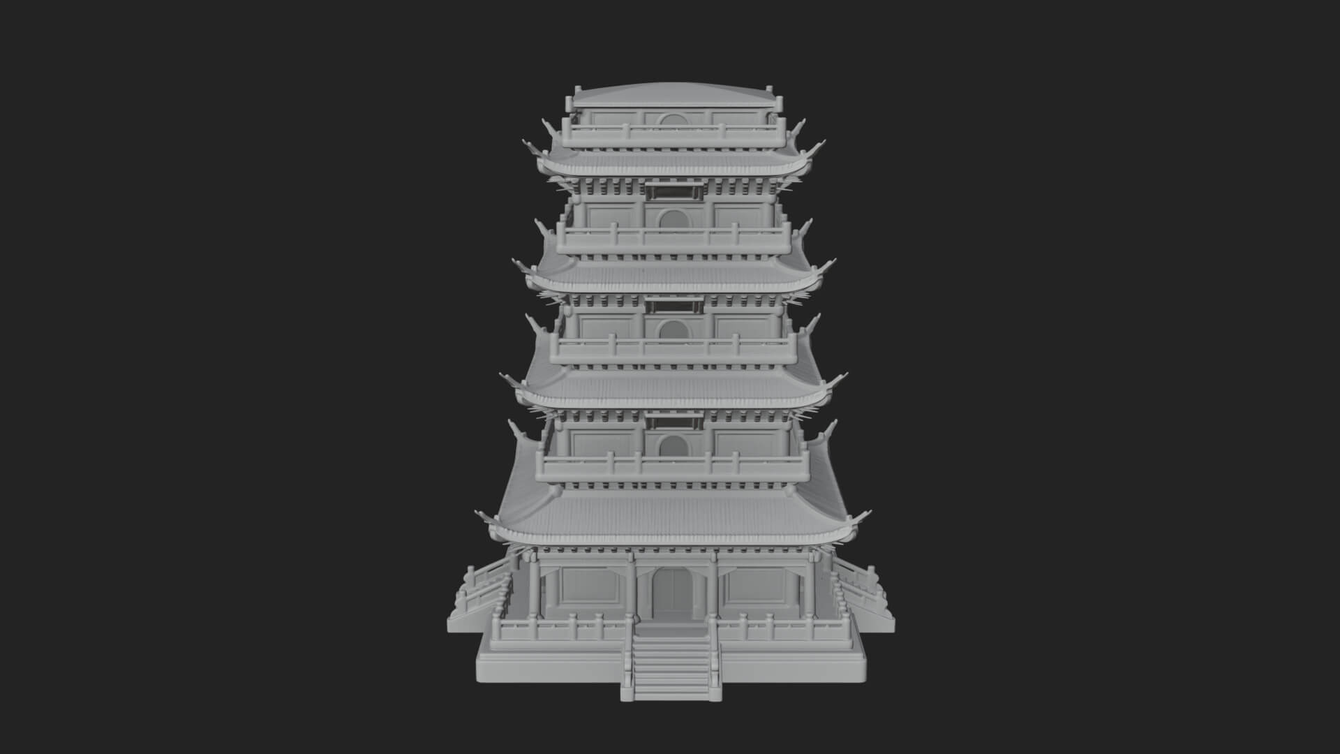 Tiered Pagoda Hall Temple Design 28 3D Print Model 3D Model