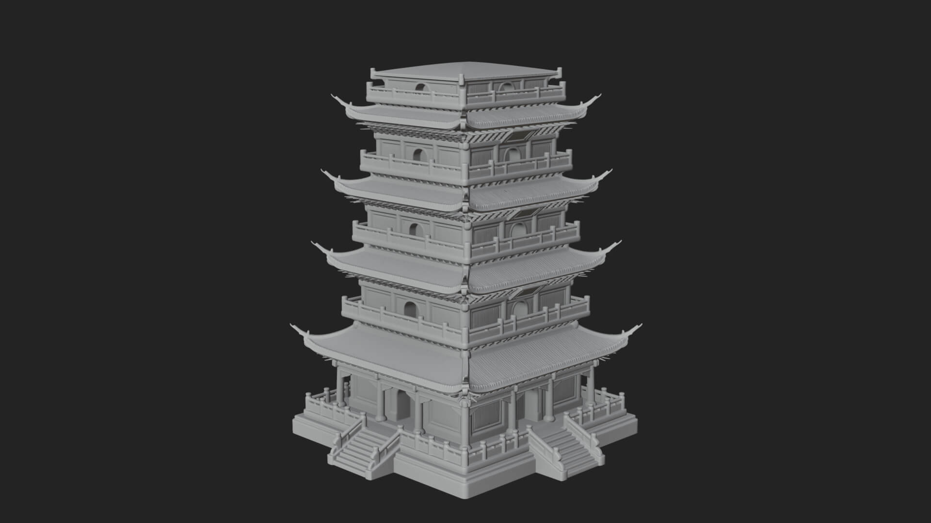 Tiered Pagoda Hall Temple Design 28 3D Print Model 3D Model