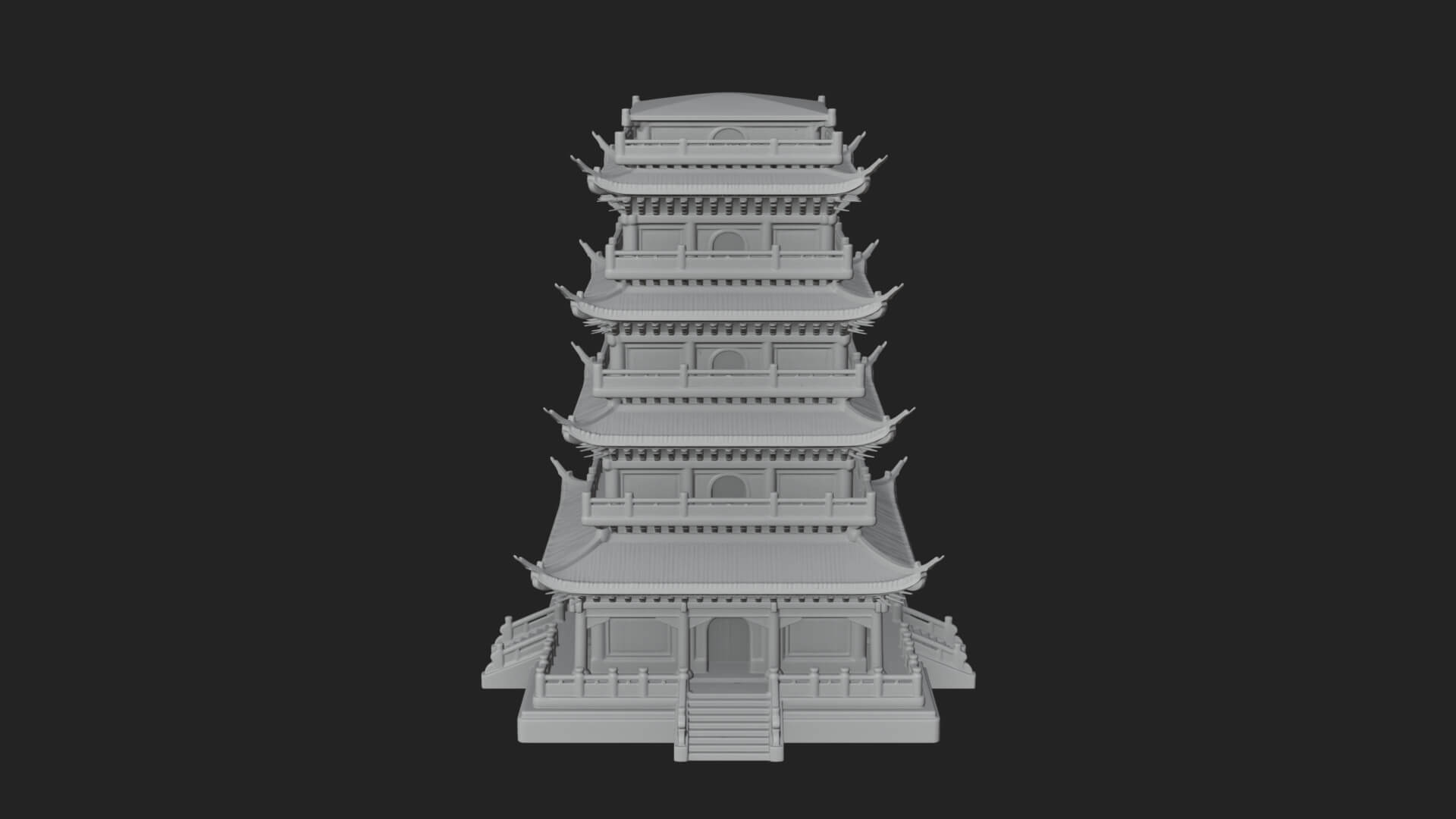 Tiered Pagoda Hall Temple Design 28 3D Print Model 3D Model