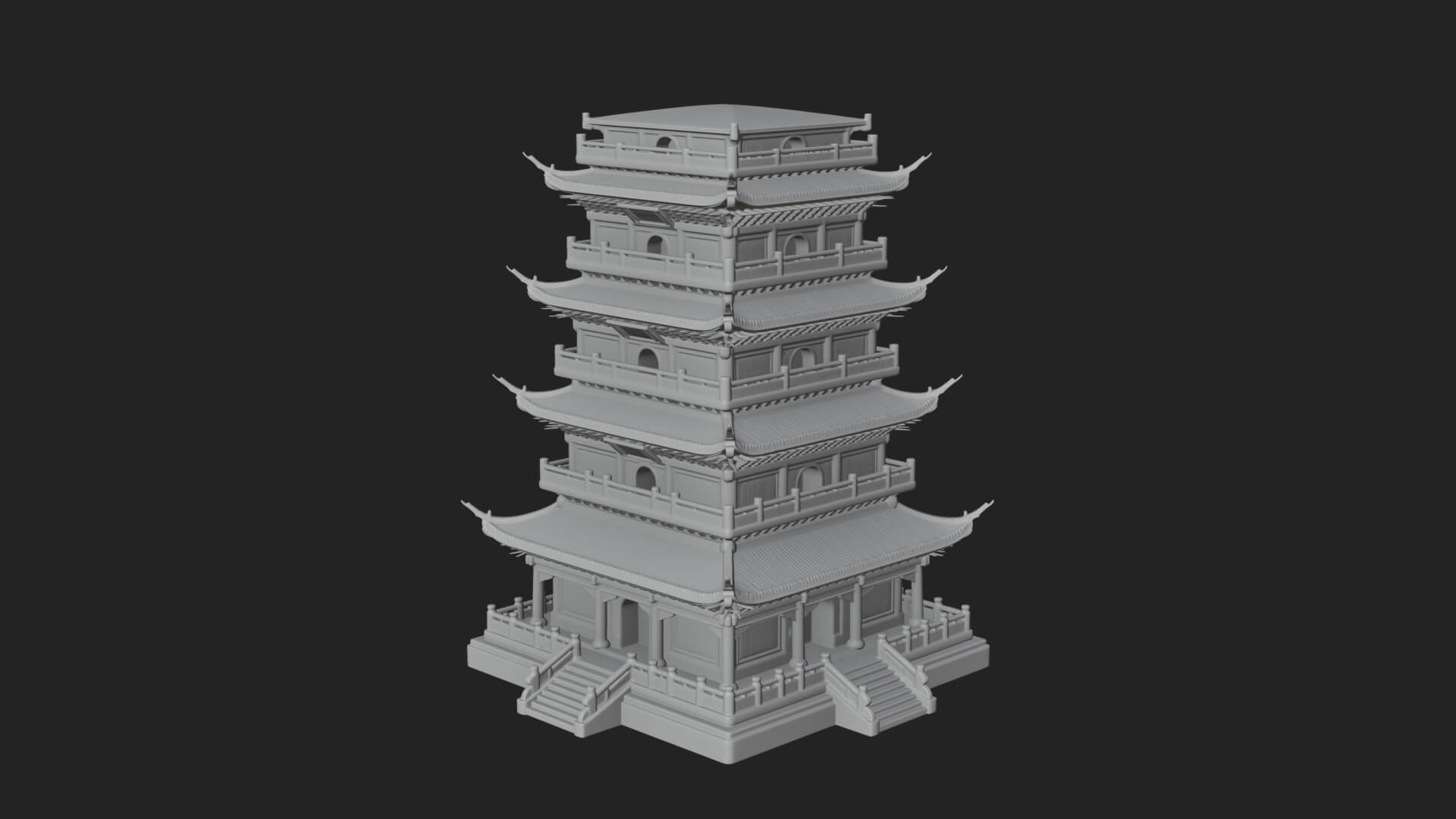Tiered Pagoda Hall Temple Design 28 3D Print Model 3D Model