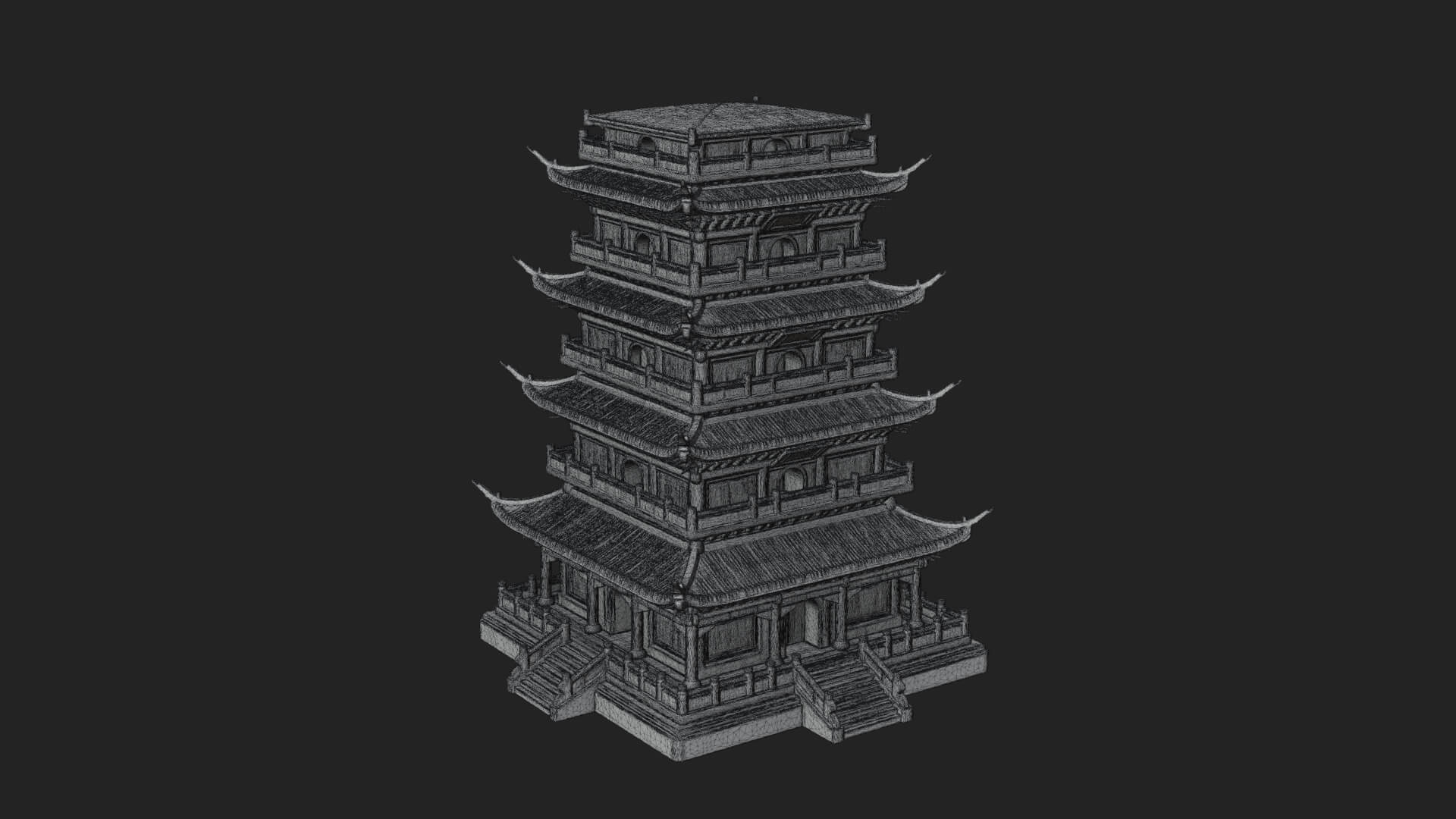 Tiered Pagoda Hall Temple Design 28 3D Print Model 3D Model