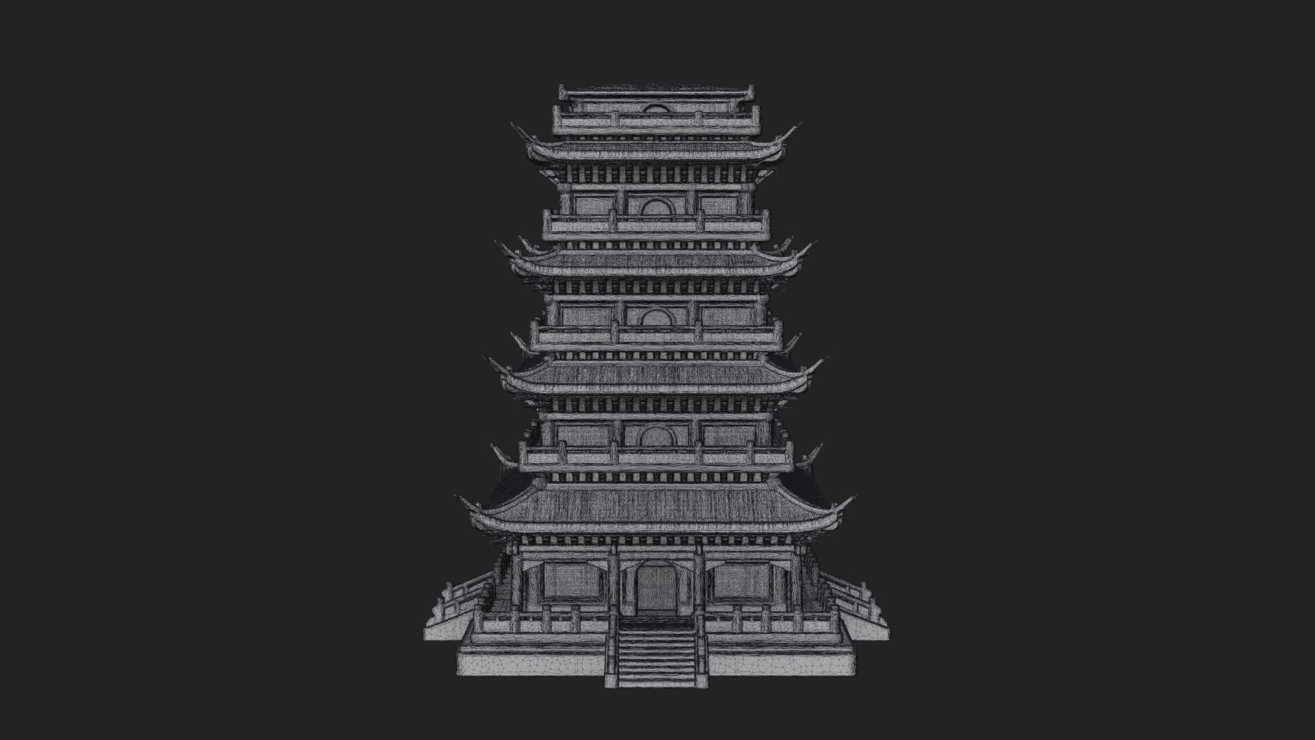 Tiered Pagoda Hall Temple Design 28 3D Print Model 3D Model