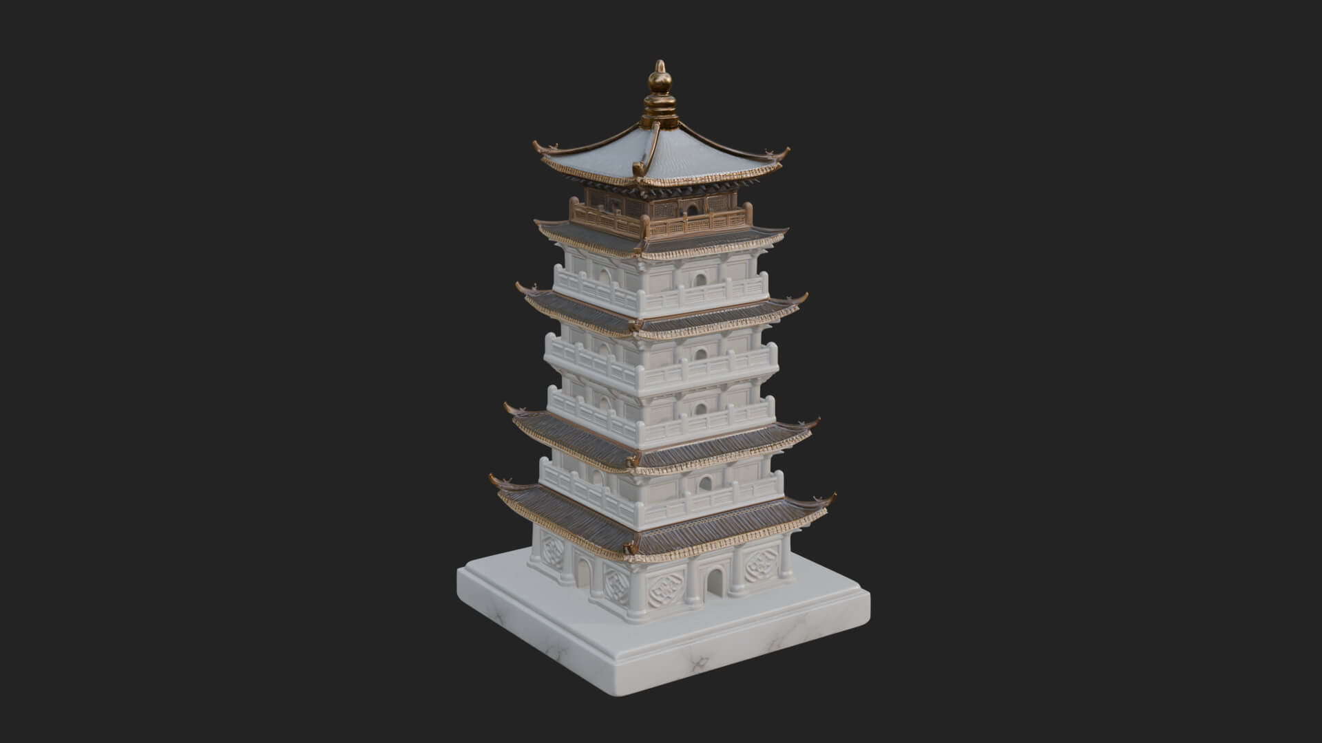 Tiered Pagoda Hall Temple Design 29 3D Print Model 3D Model