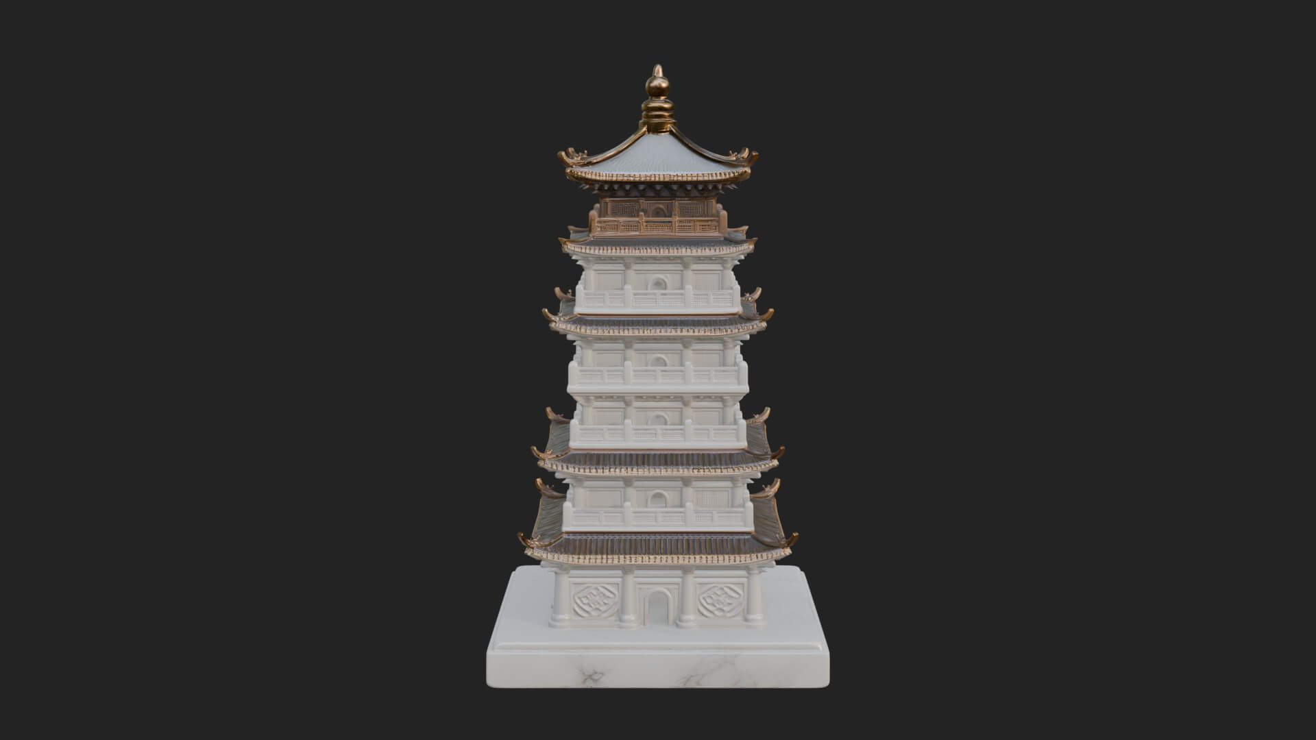 Tiered Pagoda Hall Temple Design 29 3D Print Model 3D Model