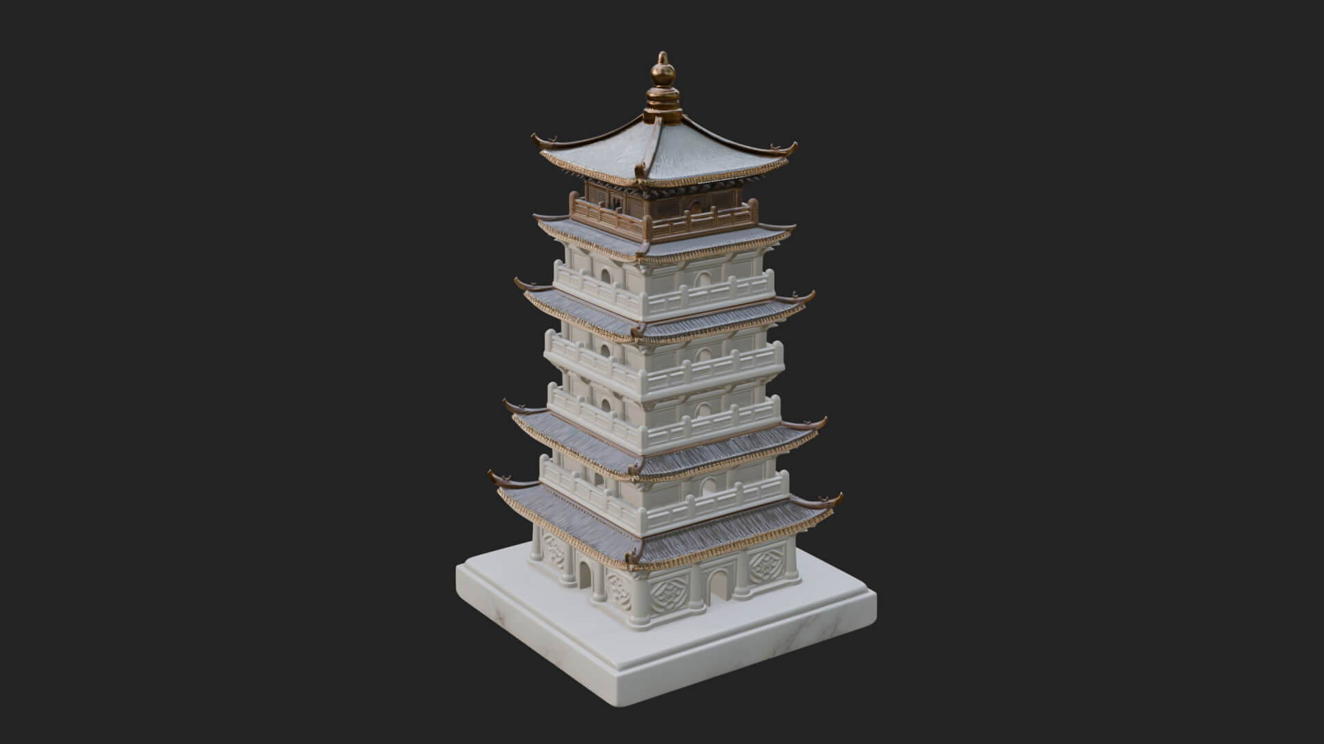 Tiered Pagoda Hall Temple Design 29 3D Print Model 3D Model