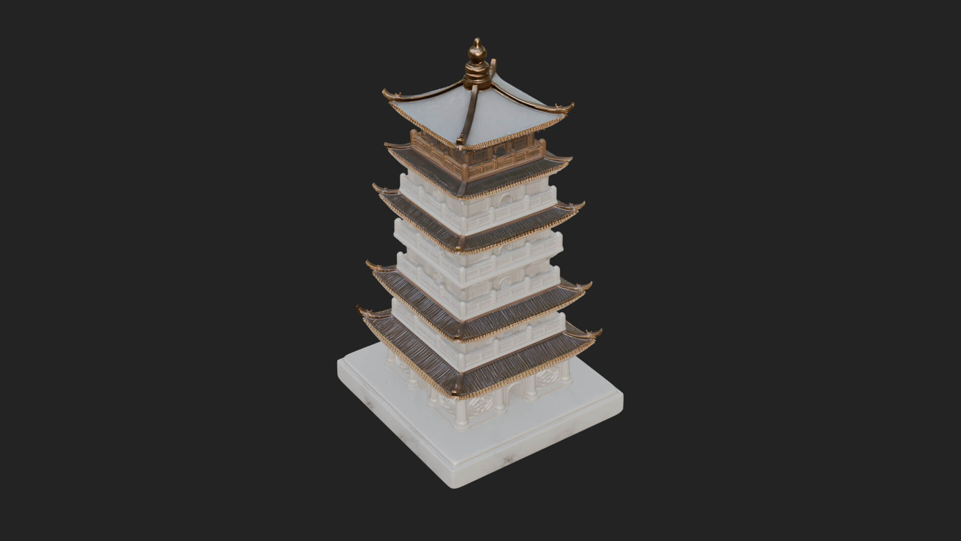Tiered Pagoda Hall Temple Design 29 3D Print Model 3D Model