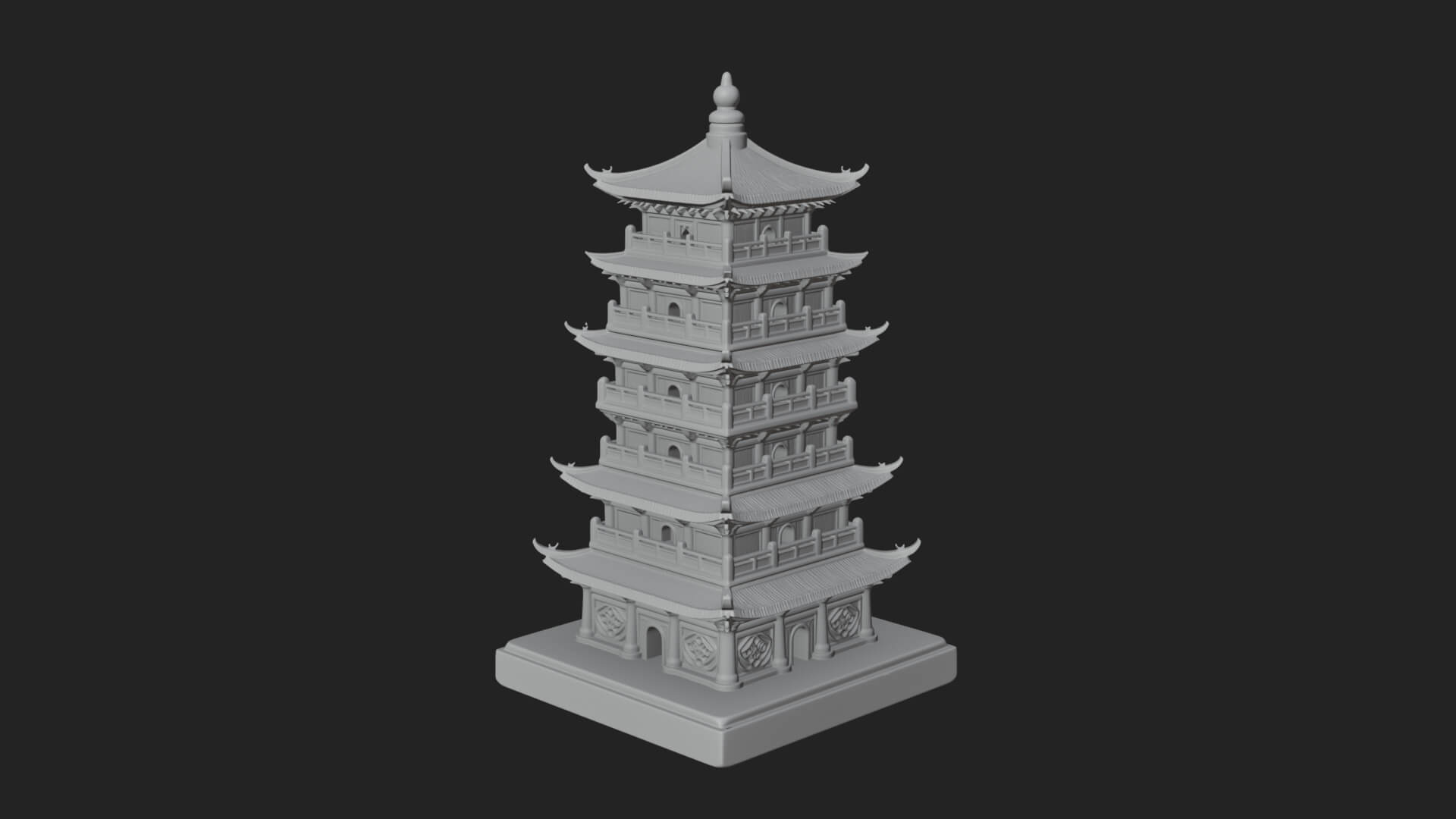Tiered Pagoda Hall Temple Design 29 3D Print Model 3D Model