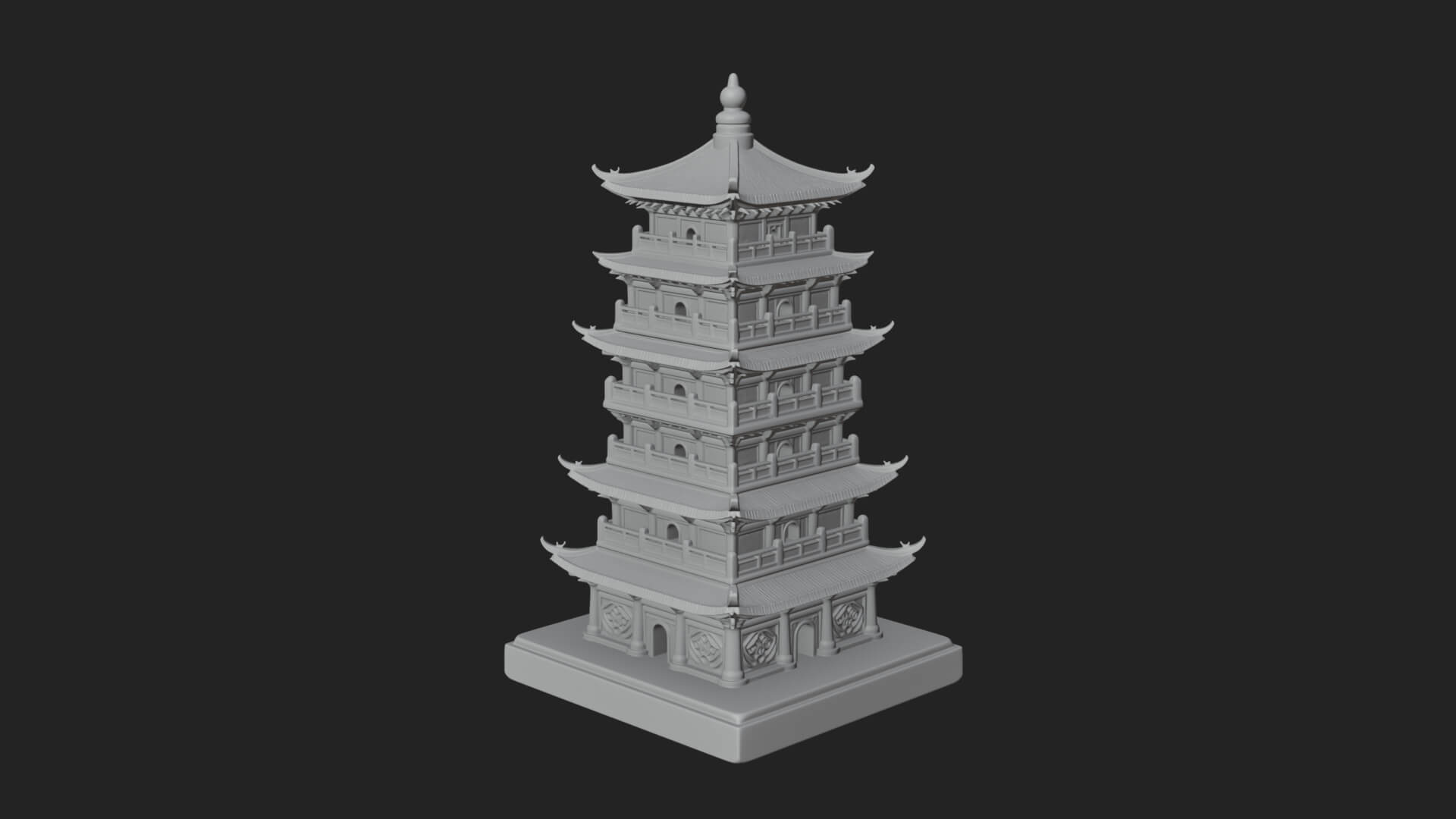 Tiered Pagoda Hall Temple Design 29 3D Print Model 3D Model