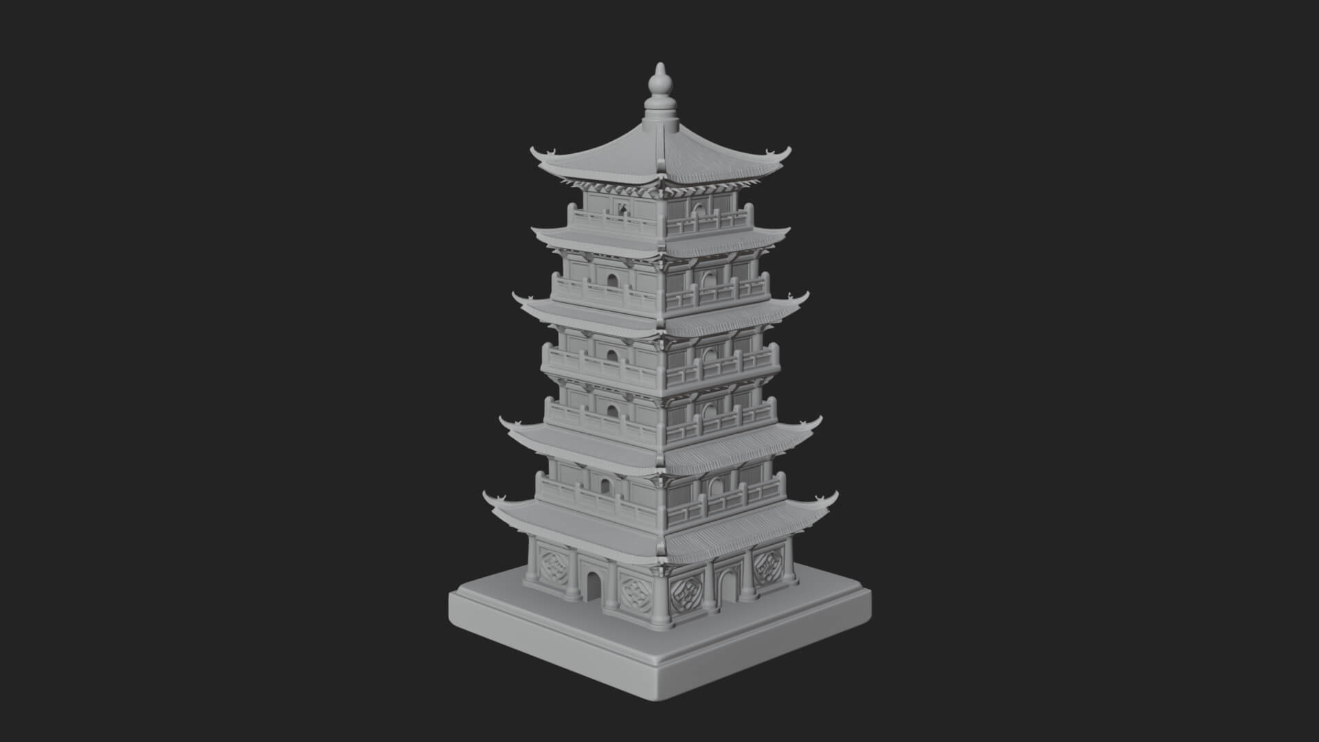 Tiered Pagoda Hall Temple Design 29 3D Print Model 3D Model