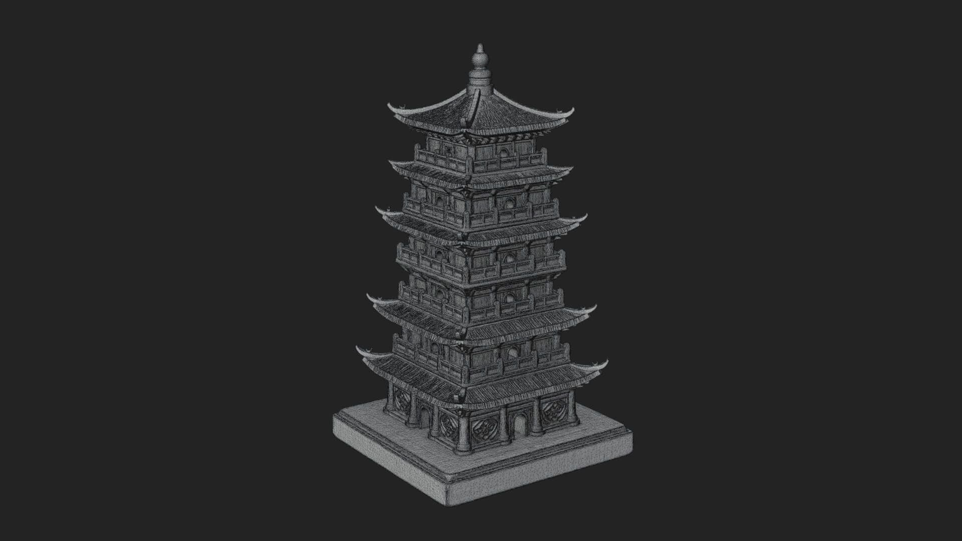 Tiered Pagoda Hall Temple Design 29 3D Print Model 3D Model