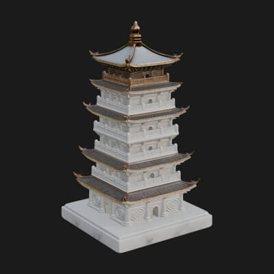 Tiered Pagoda Hall Temple Design 29 3D Print Model