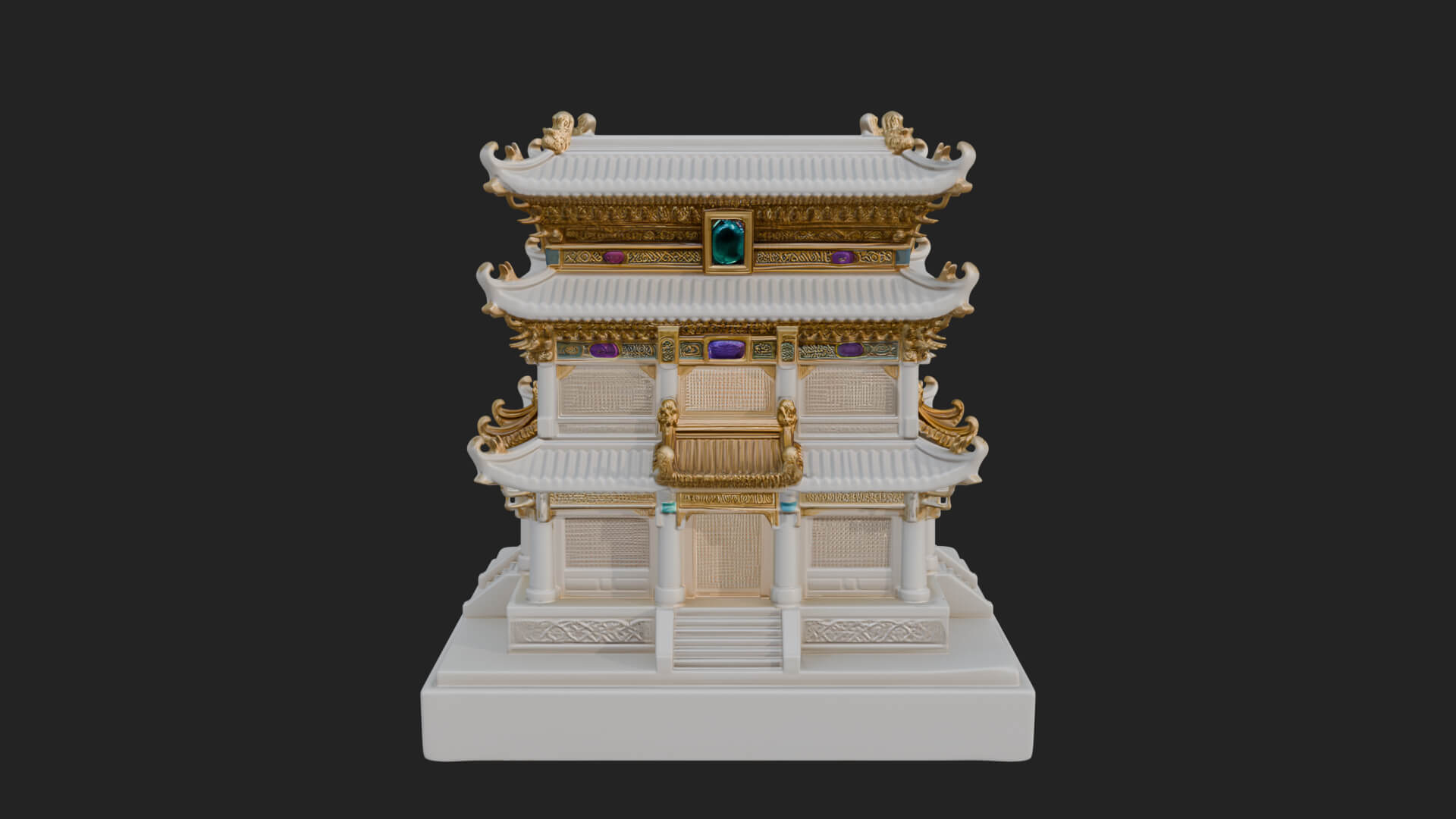 Tiered Pagoda Hall Temple Design 3 3D Print Model 3D Model