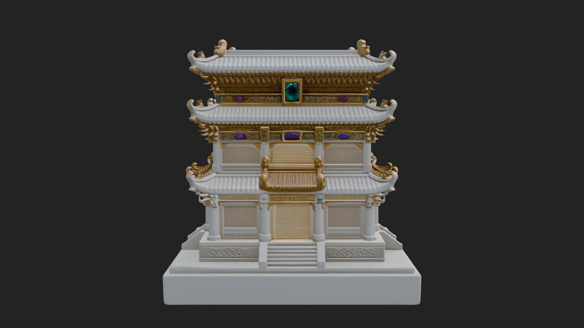 Tiered Pagoda Hall Temple Design 3 3D Print Model 3D Model
