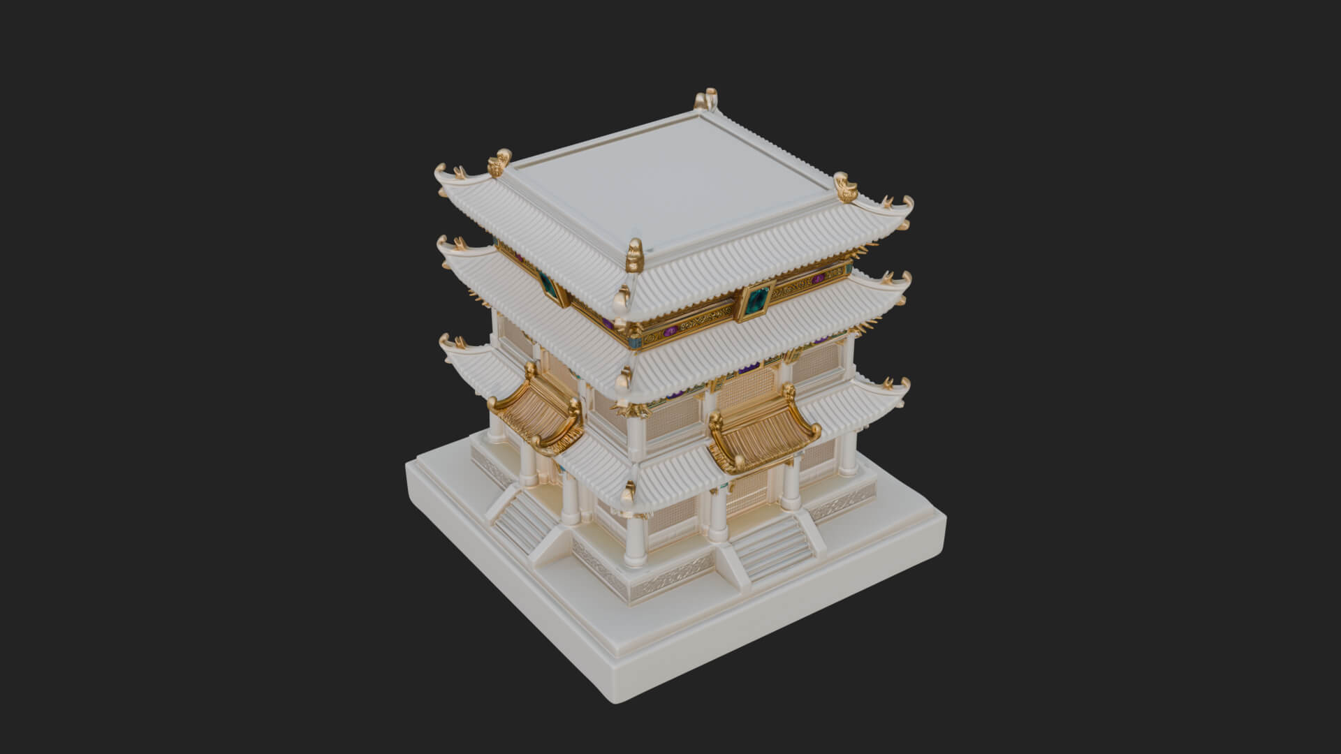 Tiered Pagoda Hall Temple Design 3 3D Print Model 3D Model