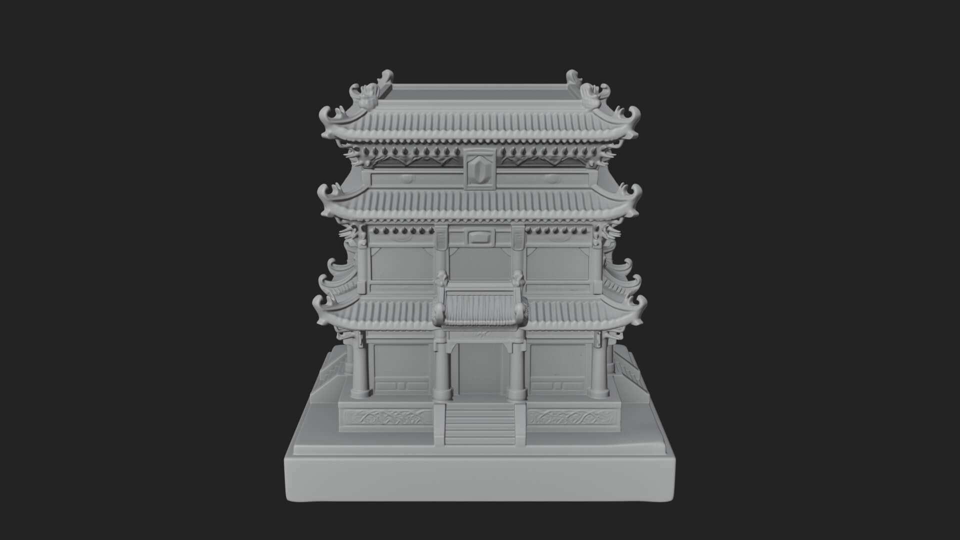 Tiered Pagoda Hall Temple Design 3 3D Print Model 3D Model