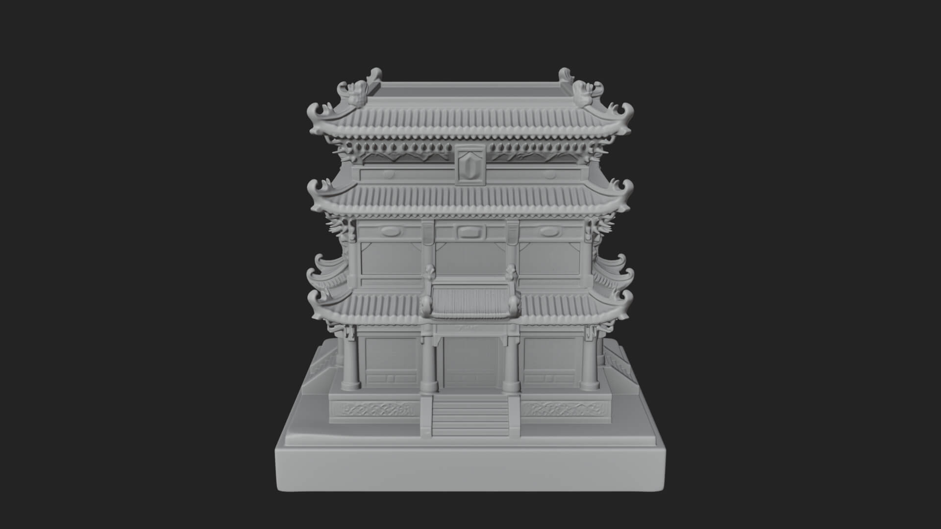 Tiered Pagoda Hall Temple Design 3 3D Print Model 3D Model