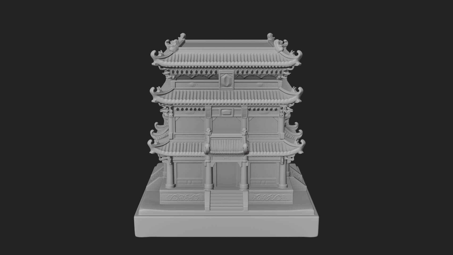 Tiered Pagoda Hall Temple Design 3 3D Print Model 3D Model
