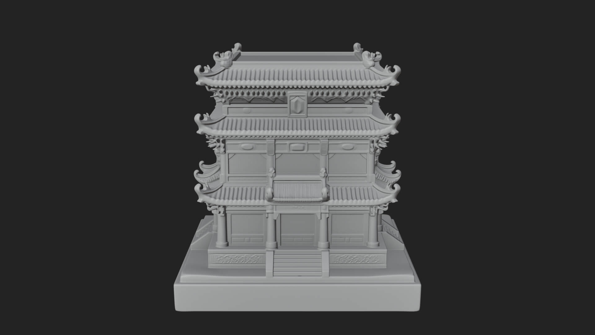 Tiered Pagoda Hall Temple Design 3 3D Print Model 3D Model