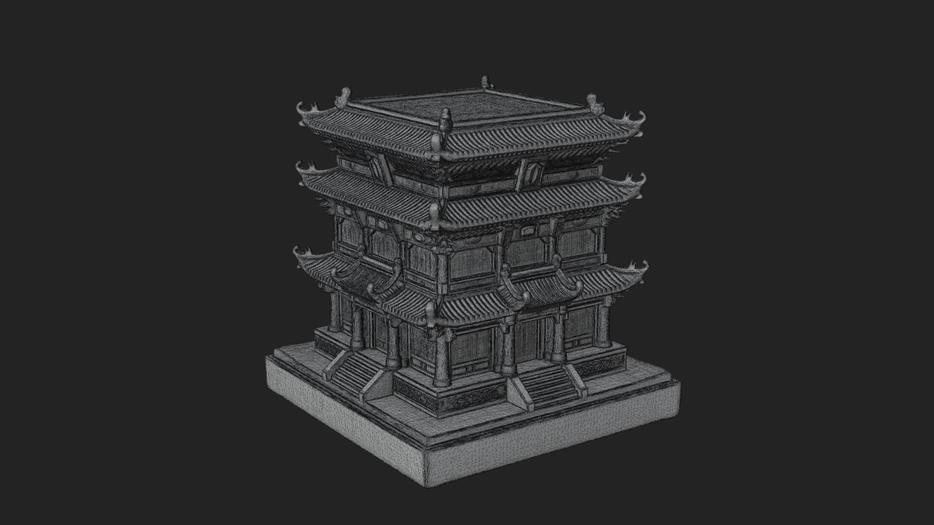 Tiered Pagoda Hall Temple Design 3 3D Print Model 3D Model