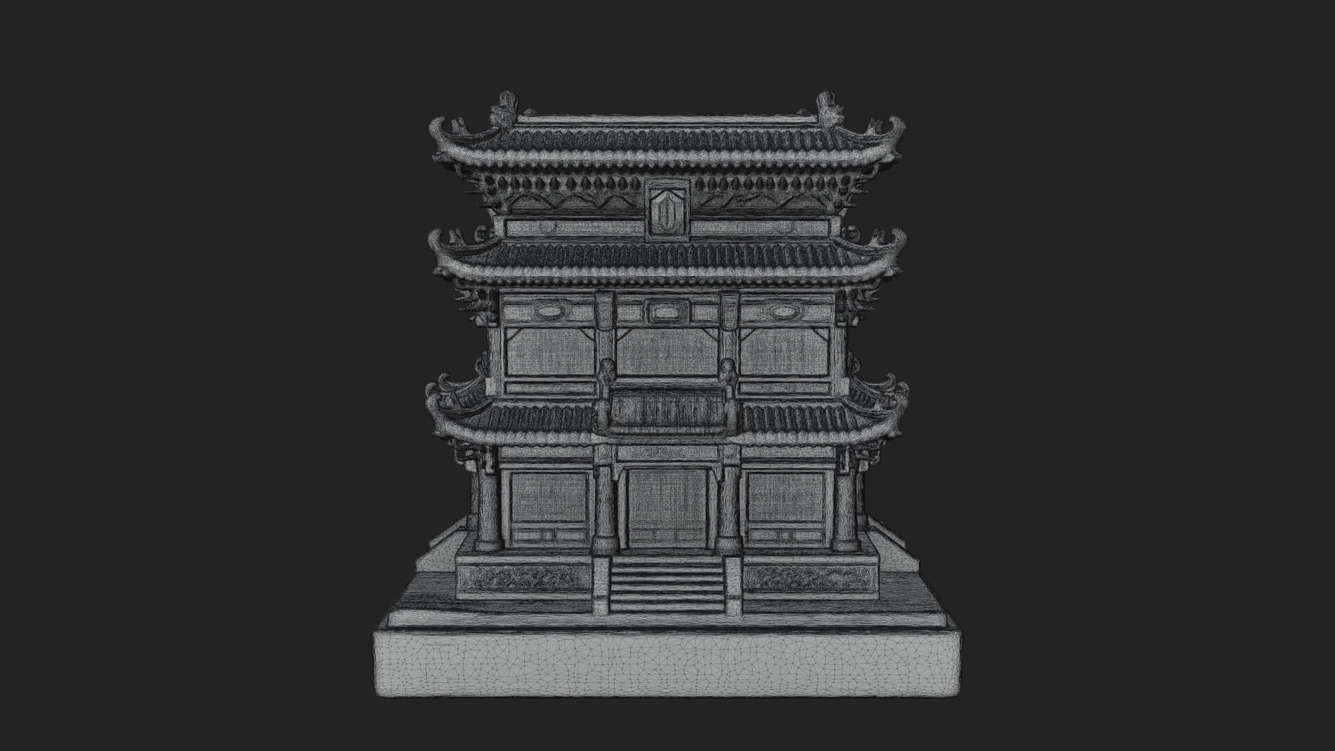 Tiered Pagoda Hall Temple Design 3 3D Print Model 3D Model