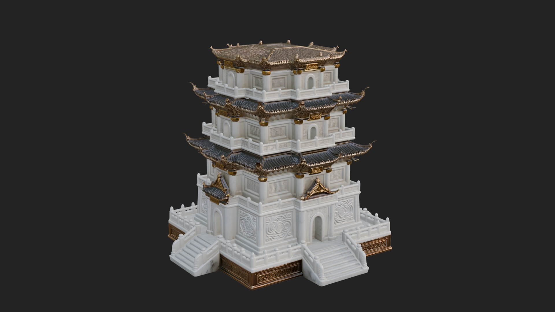 Tiered Pagoda Hall Temple Design 30 3D Print Model 3D Model