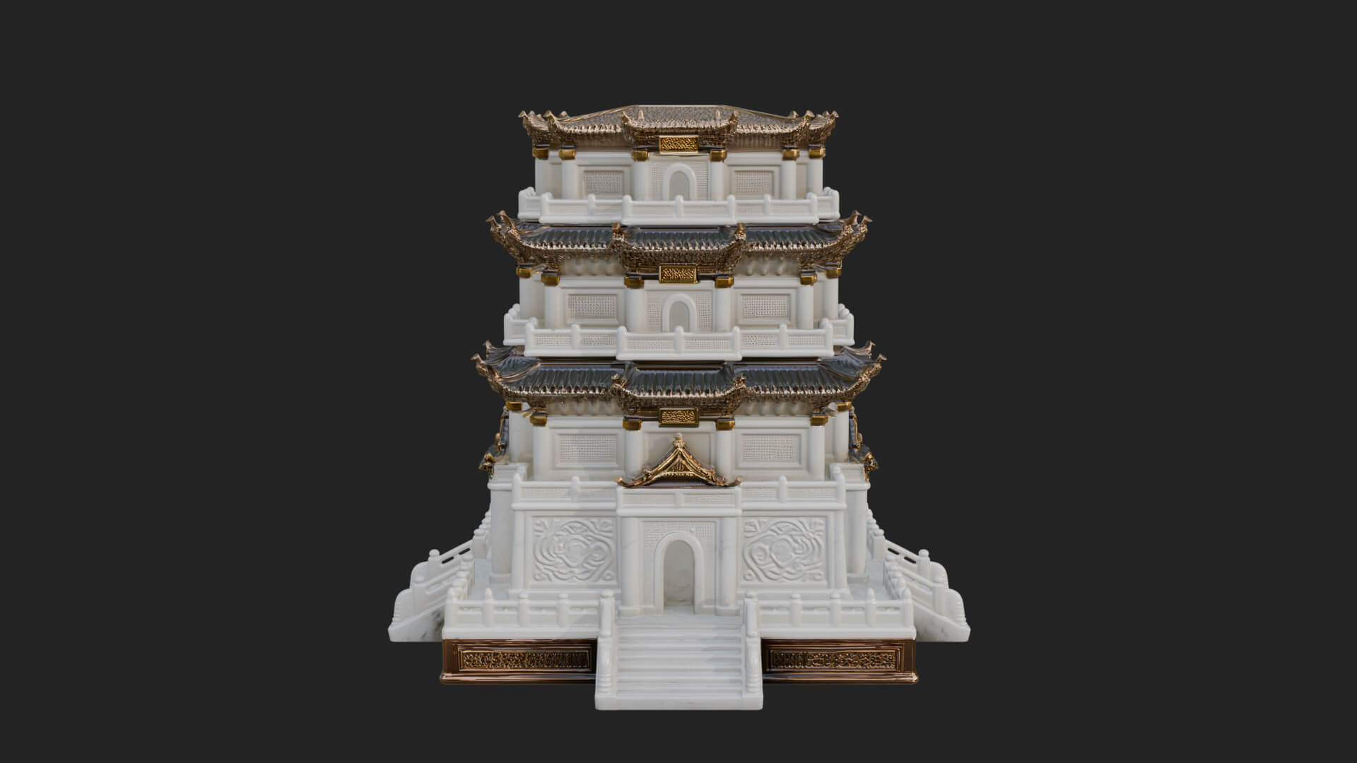 Tiered Pagoda Hall Temple Design 30 3D Print Model 3D Model